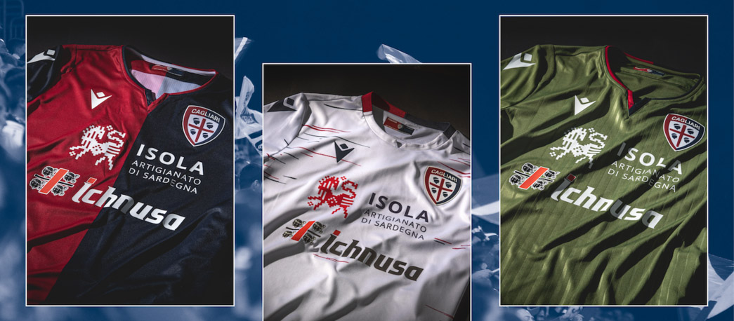 Novas camisas do Cagliari Calcio 20192020 Macron Mantos do Futebol