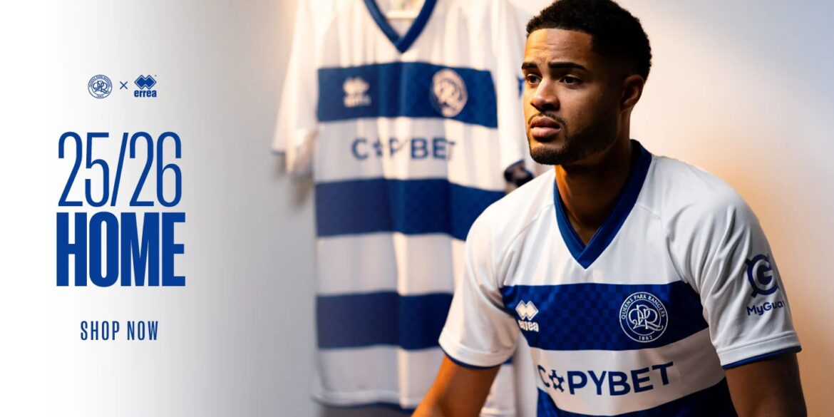 Camisa titular do QPR 2025-2026 é revelada pela Erreà com homenagem aos anos 70
