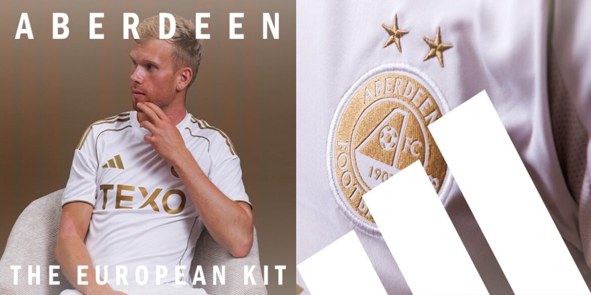 Camisa europeia do Aberdeen FC 2025-2026 é revelada pela adidas