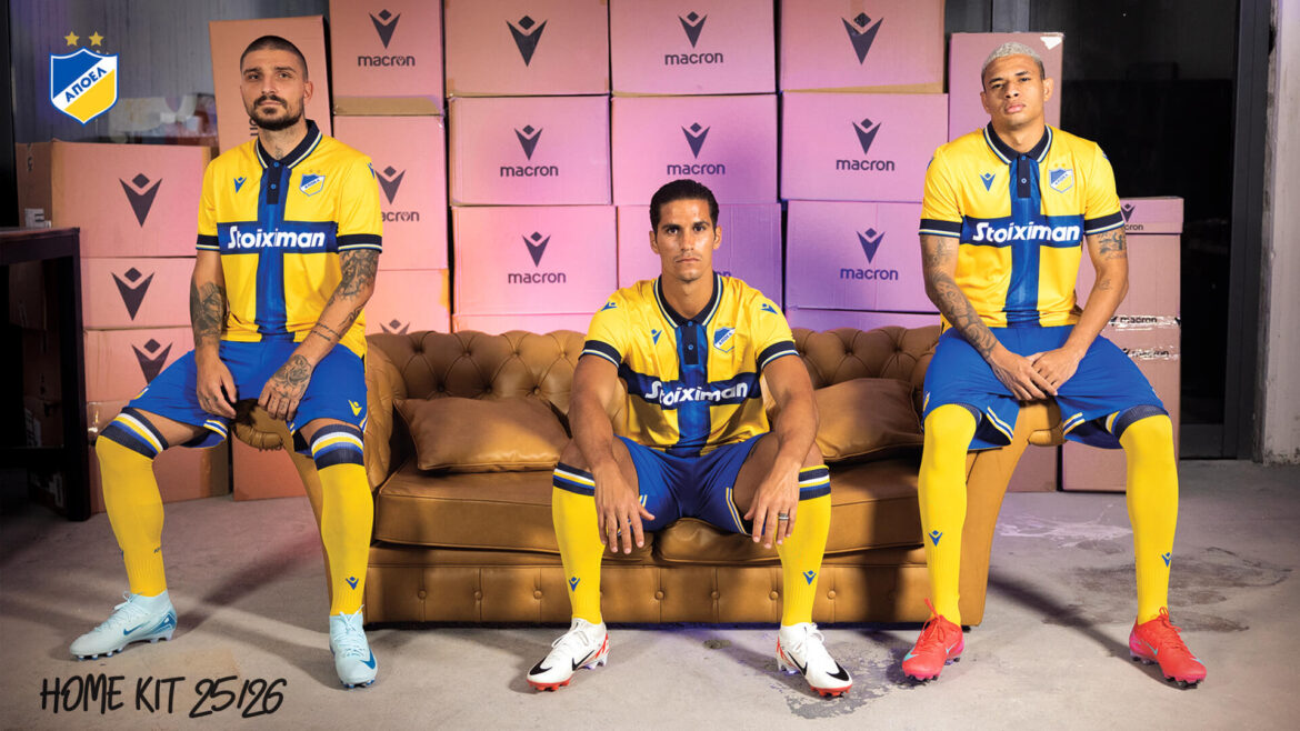 Camisas do APOEL FC 2025-2026 são reveladas pela Macron