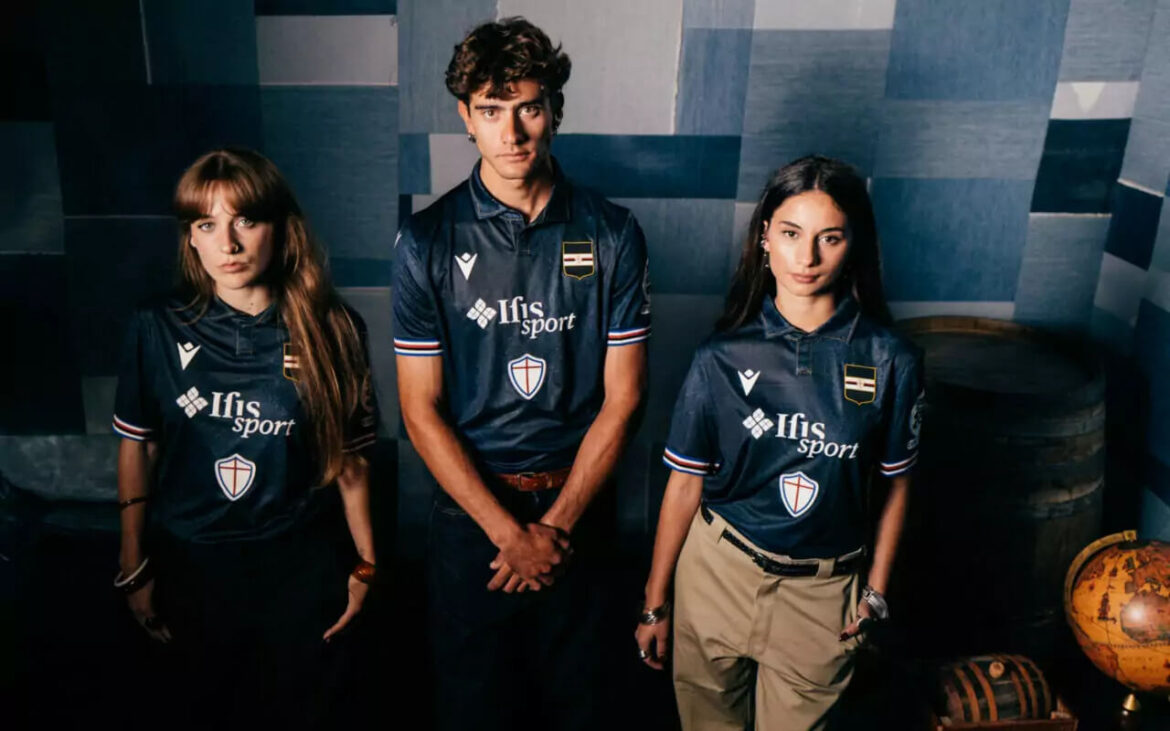 Sampdoria lança nova camisa três 2025-2026 com homenagem à moda de Gênova
