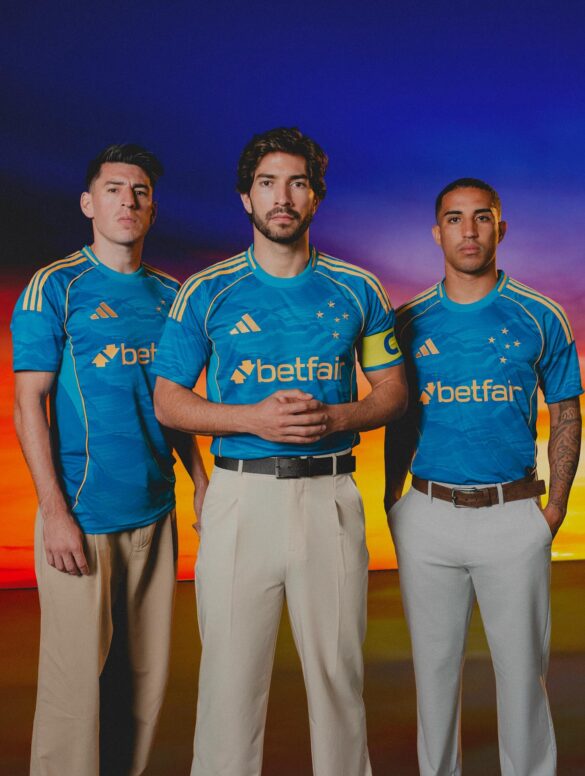 Camisa Cruzeiro III 2025-26 azul homenagem nascente Rio S&atilde;o Francisco adidas AEROREADY