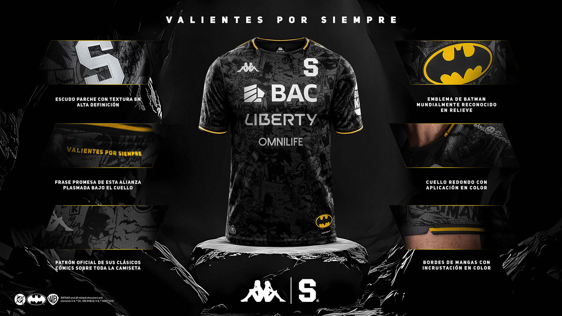 Camisas do Batman do Deportivo Saprissa 2025-2026 Kappa