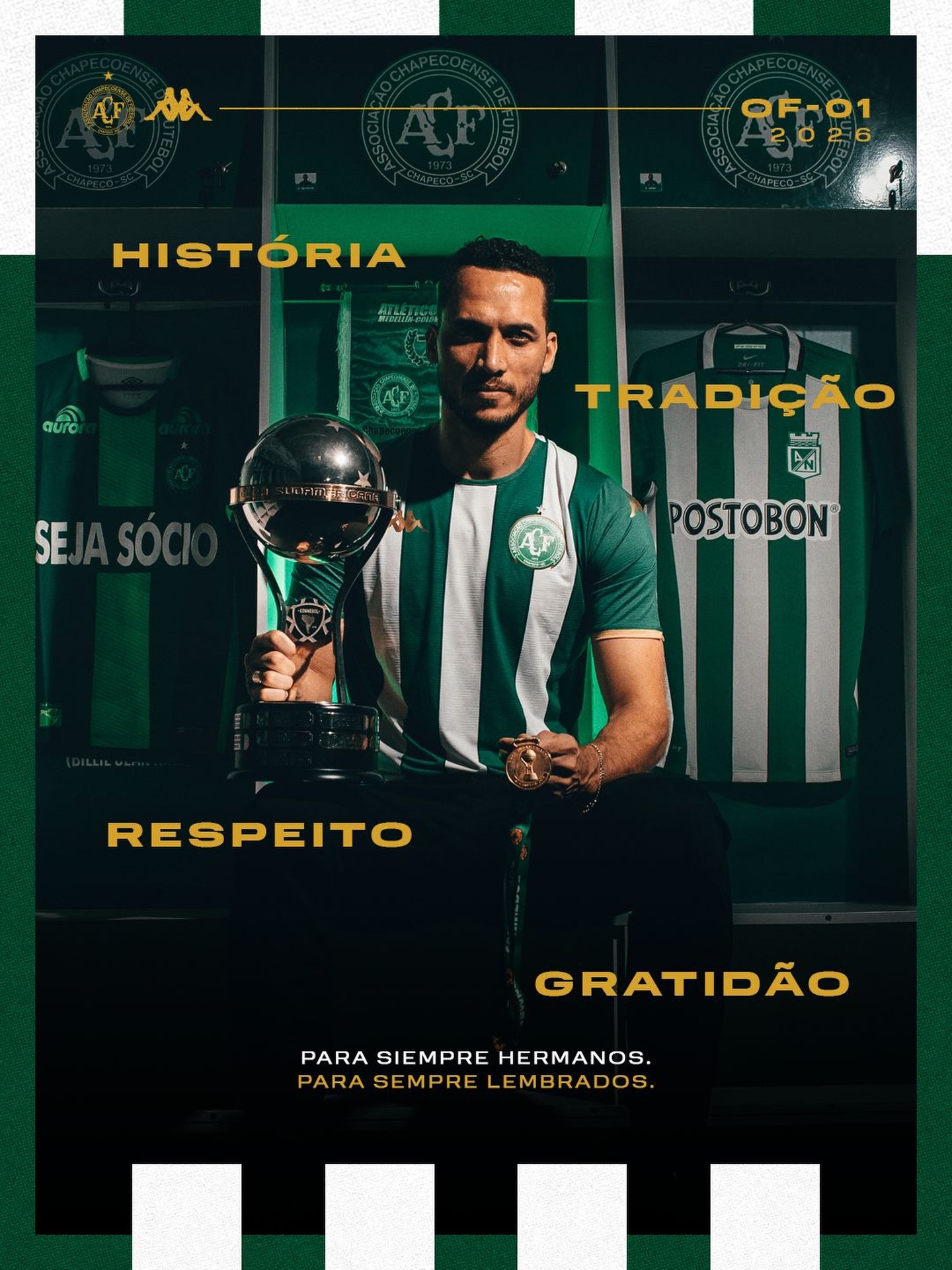 Camisa titular da Chapecoense 2026 traz homenagem ao Atlético Nacional