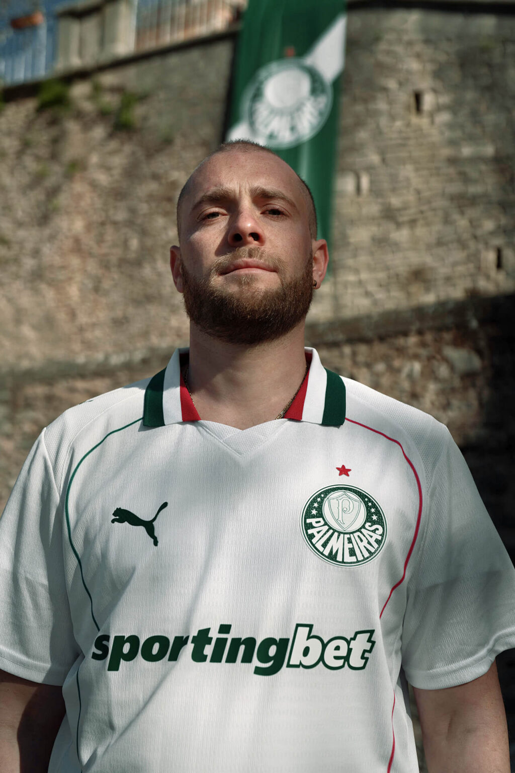 Camisa Palmeiras 2026 branca costas com bandeira italiana