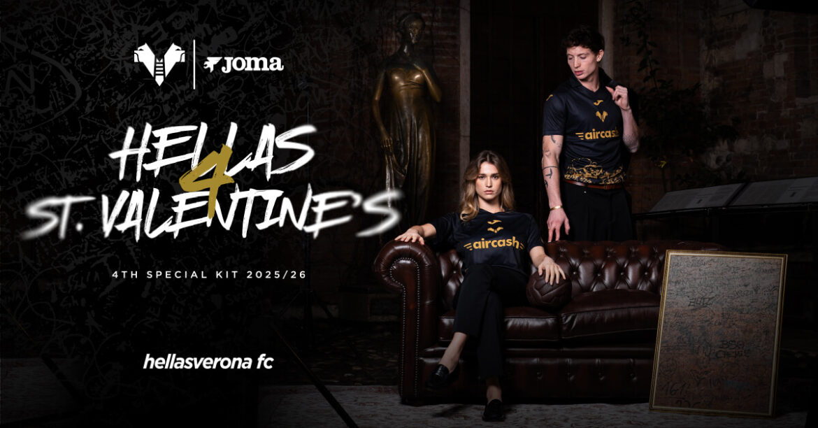 Hellas Verona lança nova quarta camisa 2025-2026 com inspiração em Romeu e Julieta