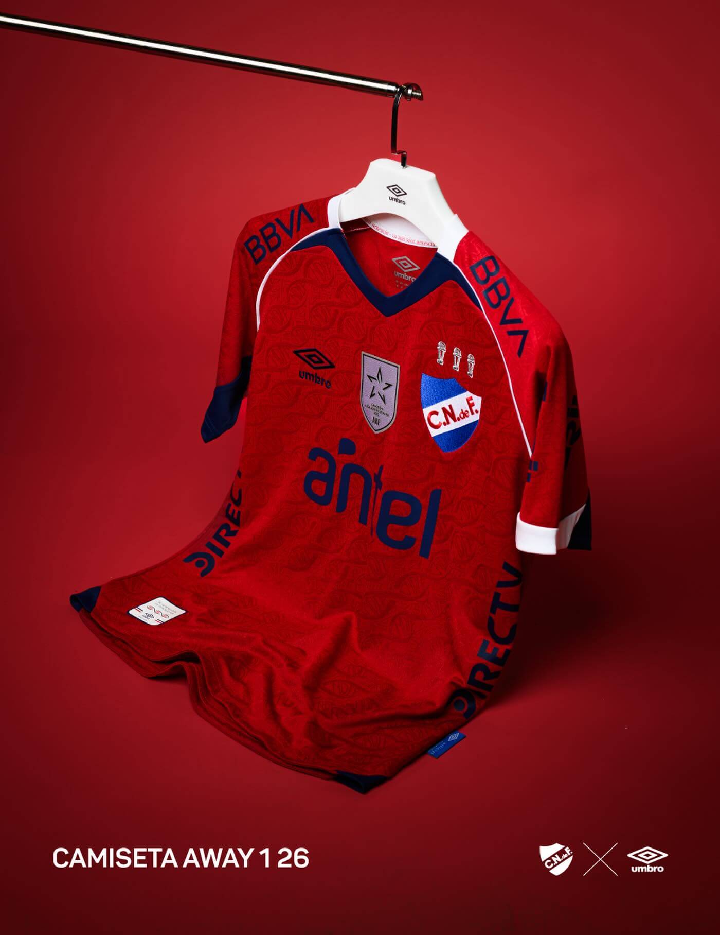 Camisa reserva vermelha do Nacional 2026-2027 Umbro