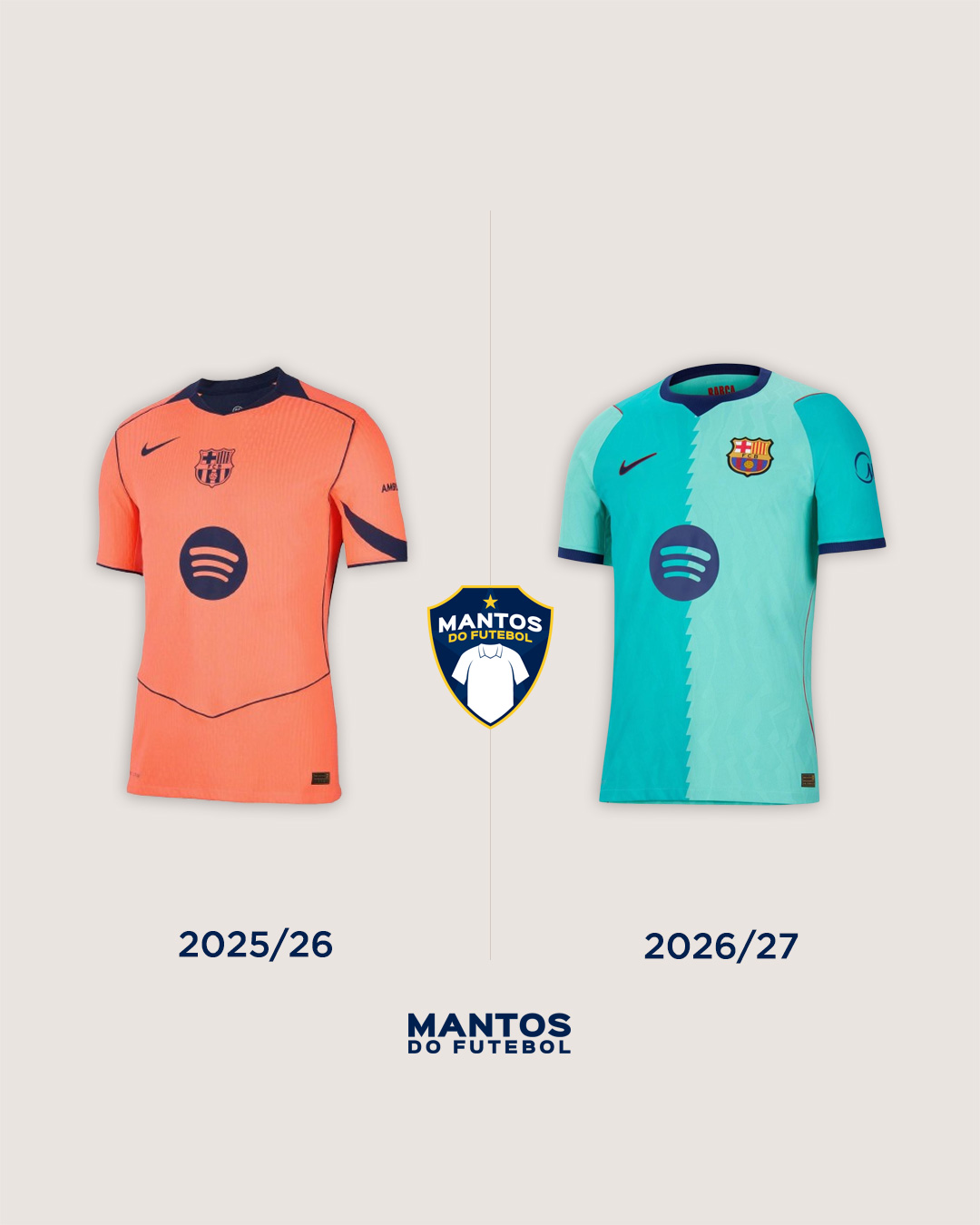 Terceira camisa do Barcelona 2026-2027 Nike ANtes x Depois