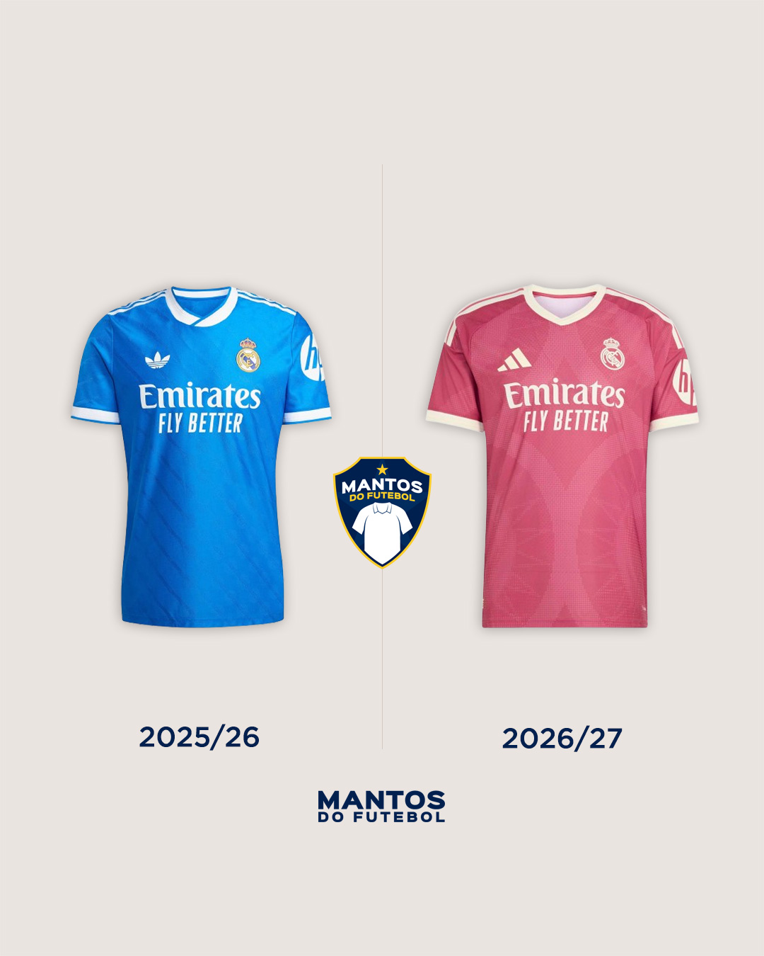 Terceira camisa do Real Madrid 2026-2027 adidas Antes x Depois