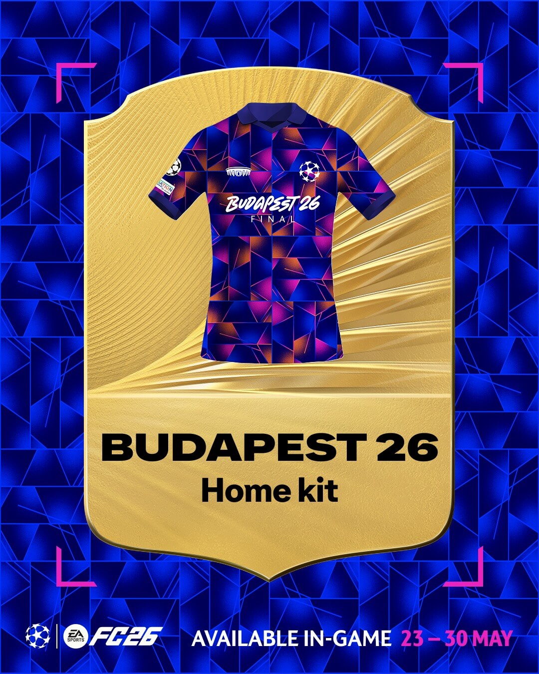UEFA revela camisa oficial da final da Champions League 2026 em Budapeste