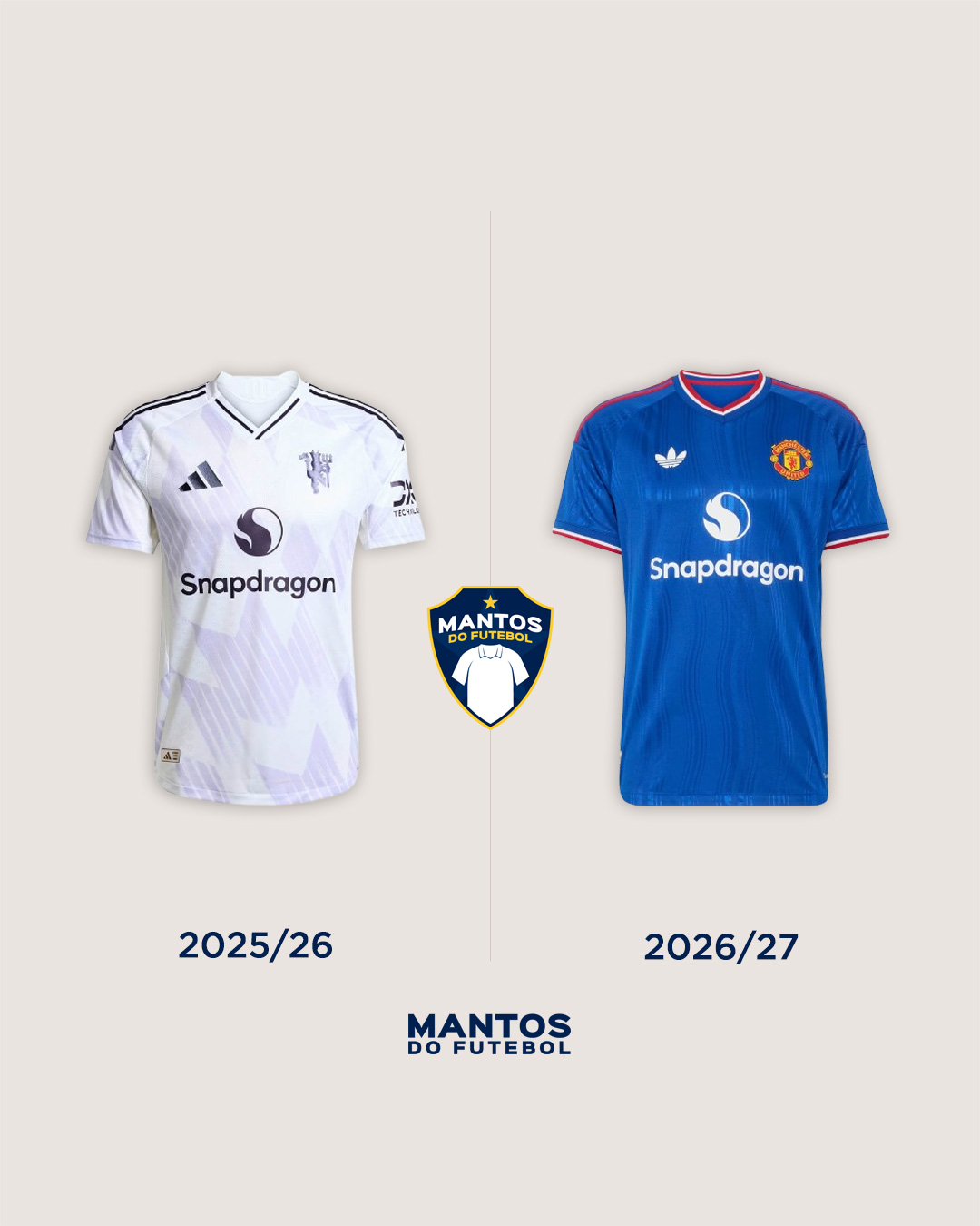 Camisa reserva do Manchester United 2026-2027 adidas Antes x Depois