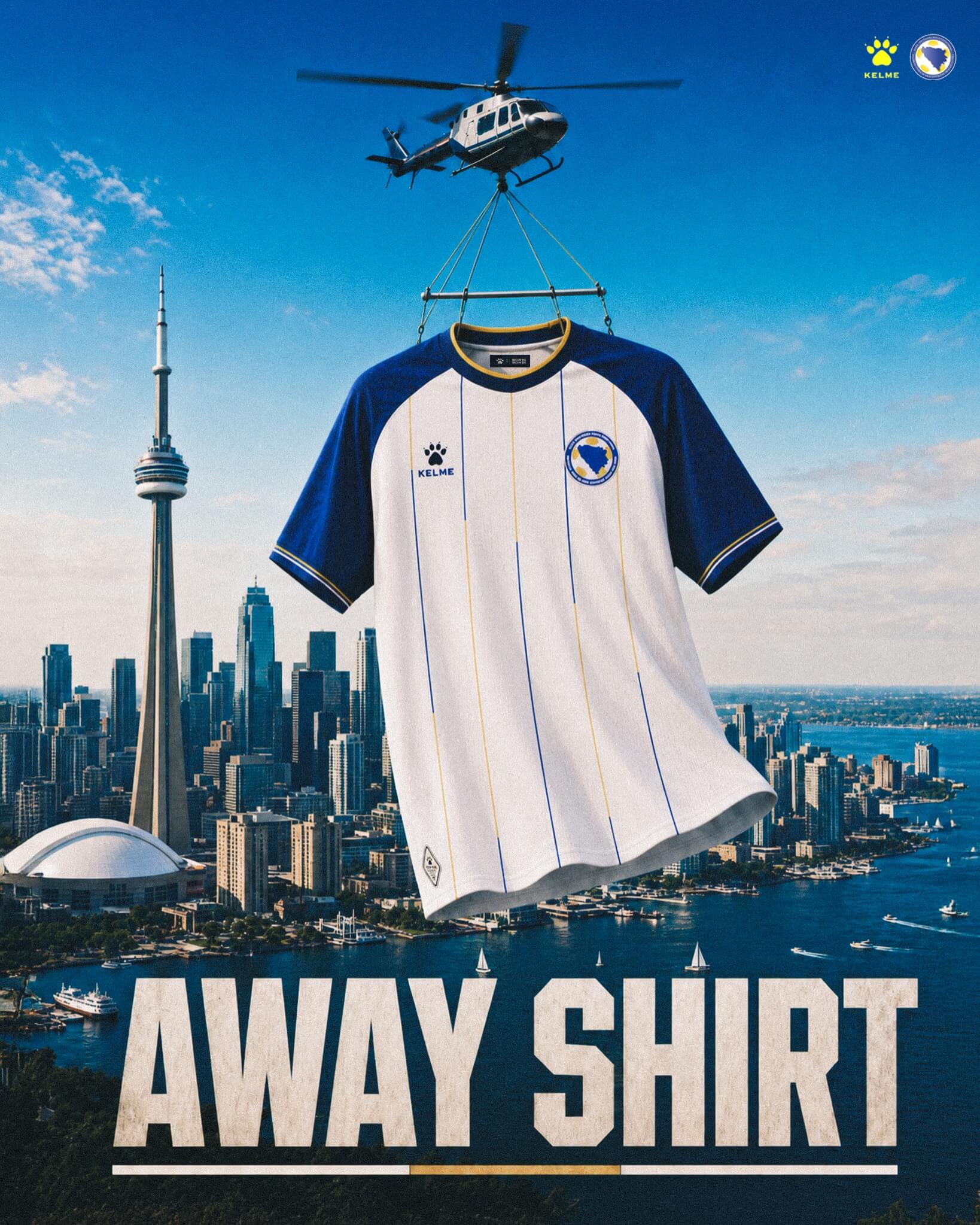 Camisas da Bósnia Herzegovina 2026-2026 Kelme Away kit