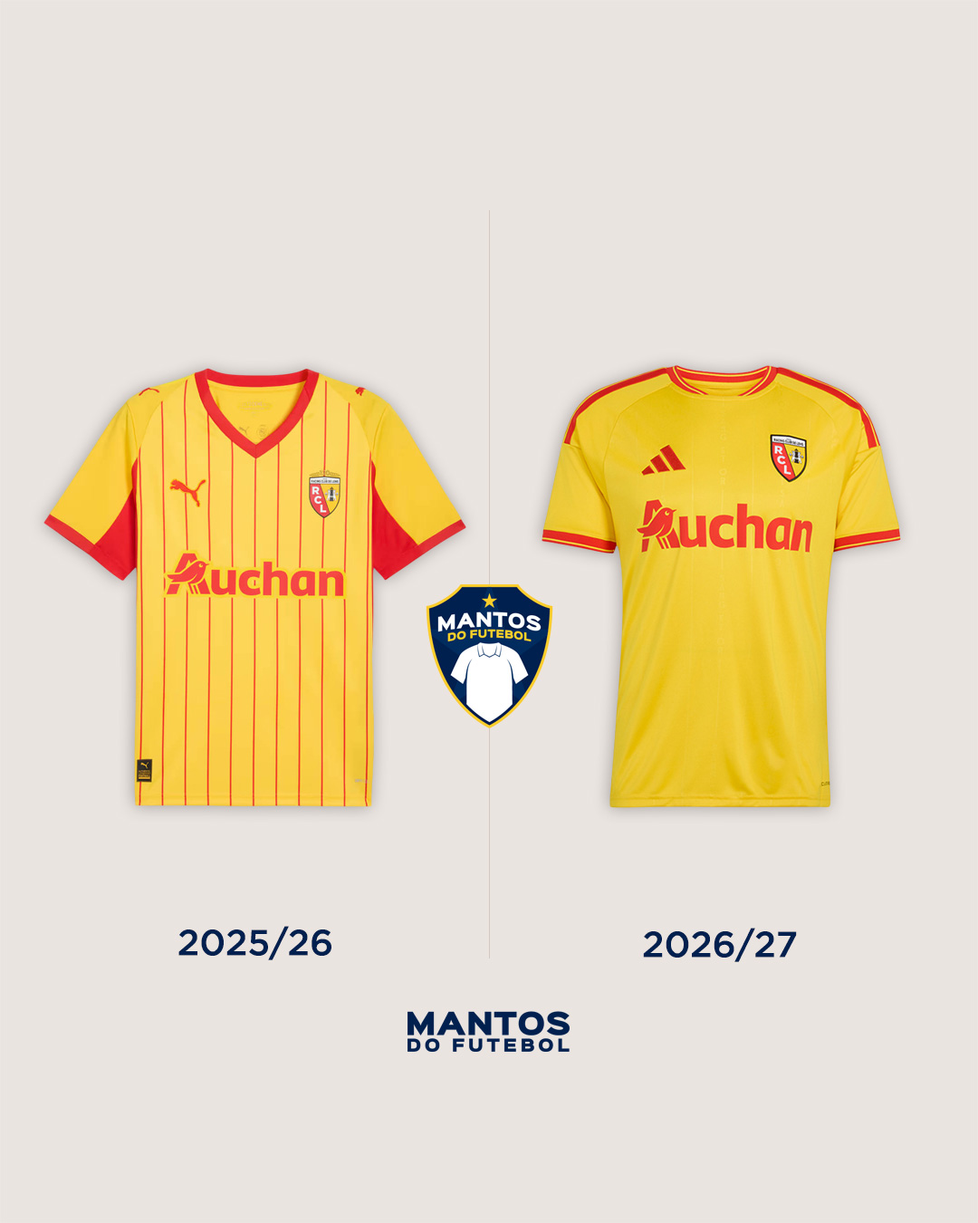 camisa titular rc lens 2026-2027 adidas - Antes e Depois