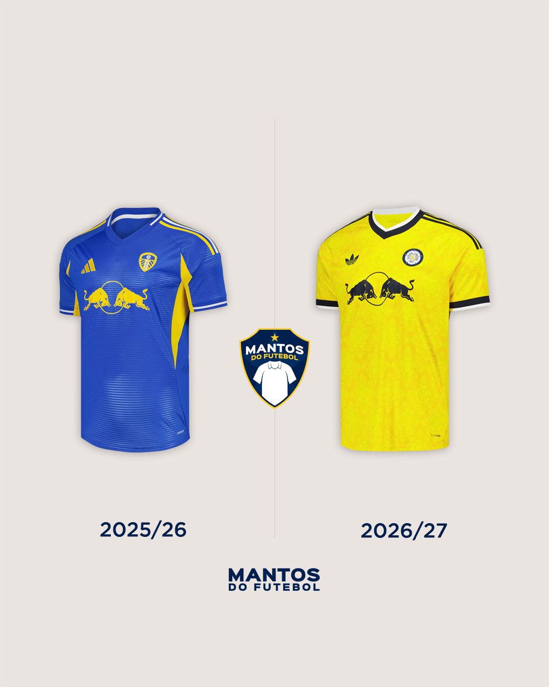 Camisa reserva do Leeds United 2026-2027 adidas Antes e Depois