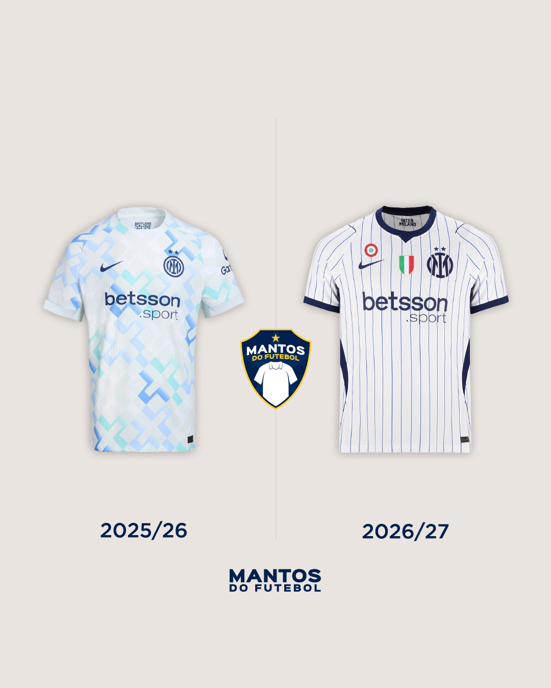Camisa reserva da Inter de Milão 2026-2027 Nike Antes x depois