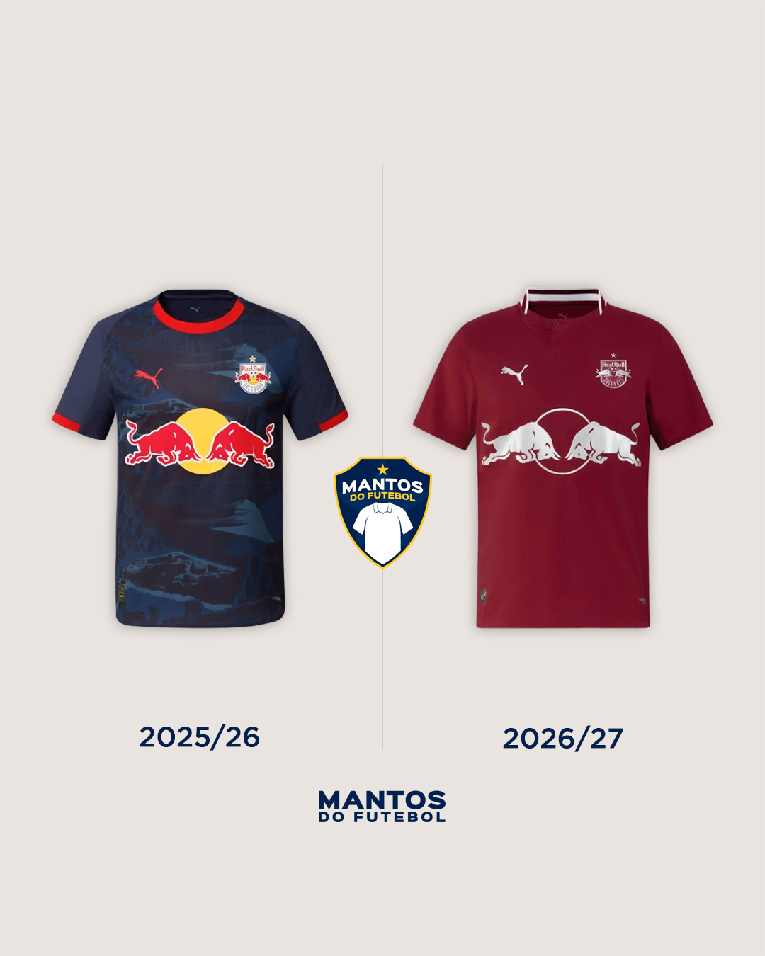 Camisa reserva do Red Bull Salzburg 2026-2027 PUMA Away Antes e Depois