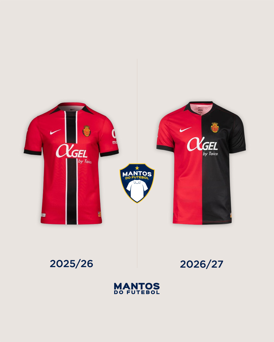 Camisa titular do RCD Mallorca 2026-2027 Nike Antes e Depois