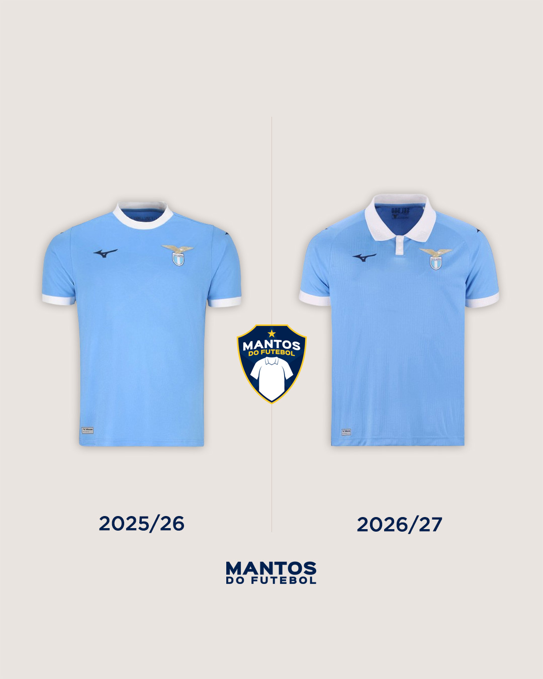 camisas lazio 2026-2027 mizuno Home - Antes x Depois