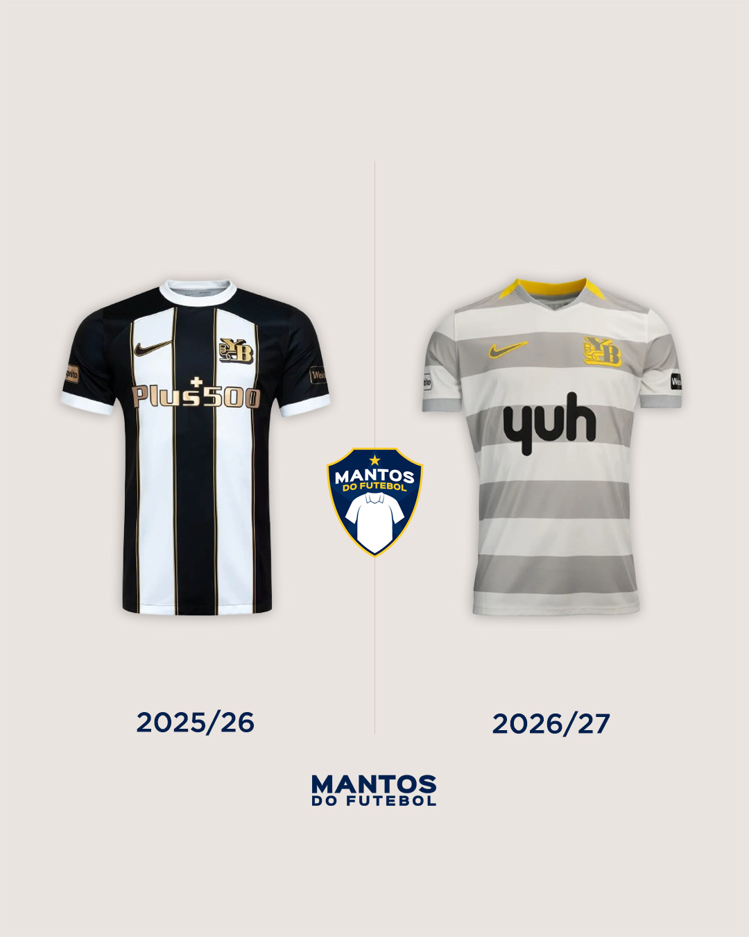 Camisa reserva do Young Boys 2026-2027 Nike Antes x Depois