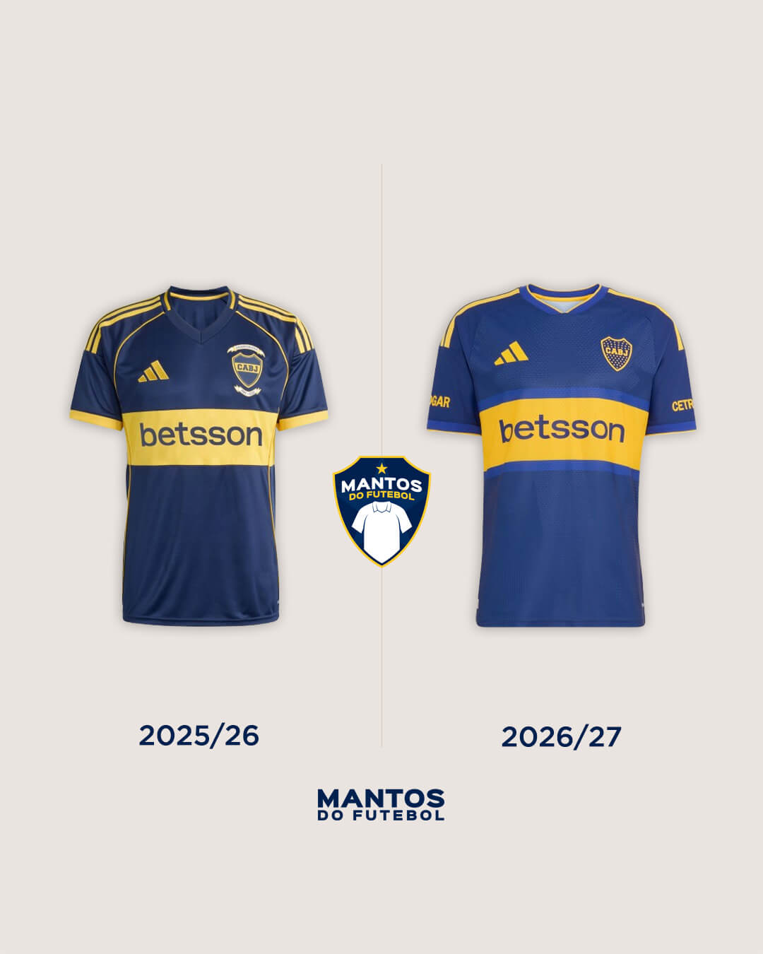 Camisa titular do Boca Juniors 2026-2027 adidas Antes x Depois