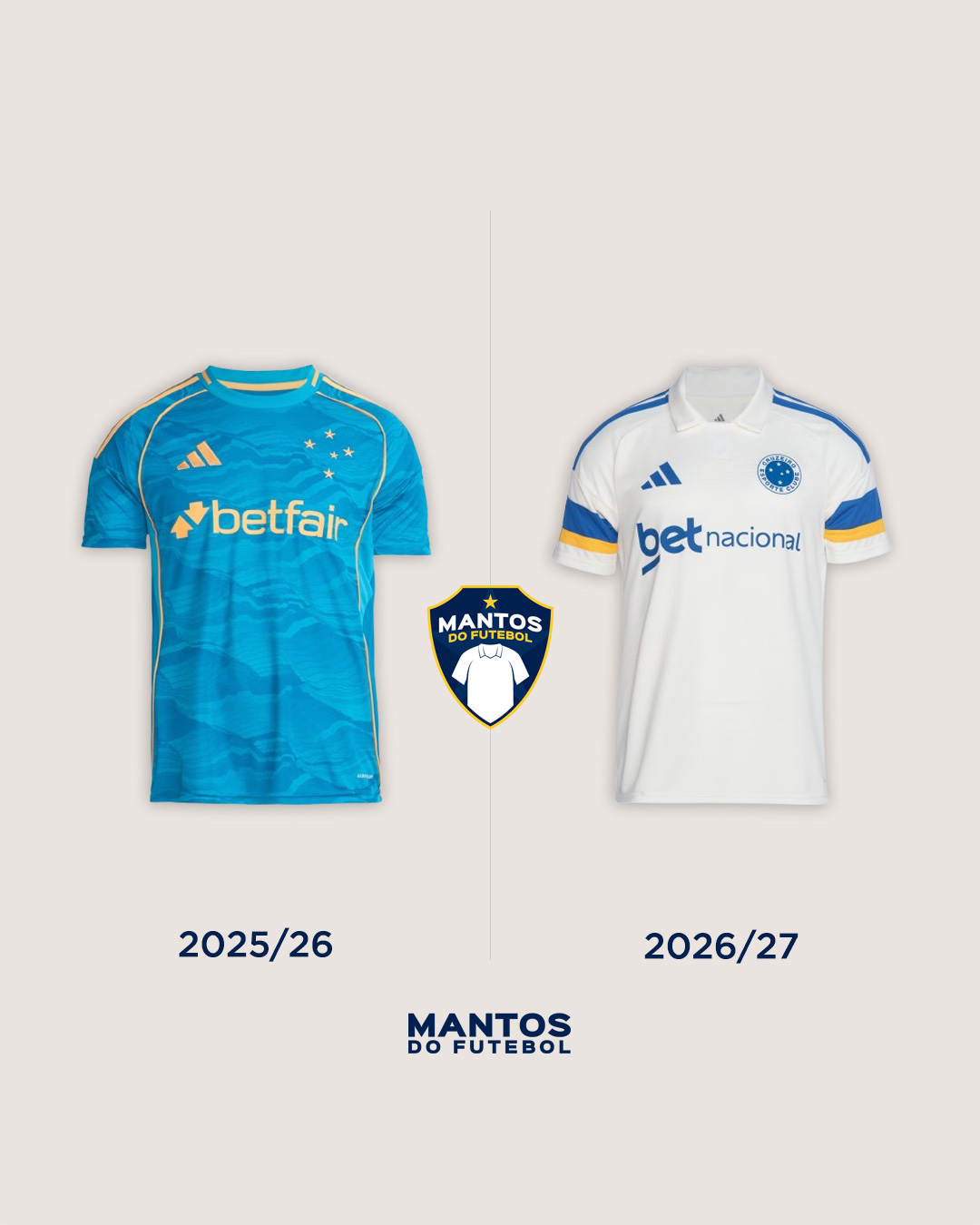 Terceira camisa do Cruzeiro 2026-2027 adidas Antes x Depois