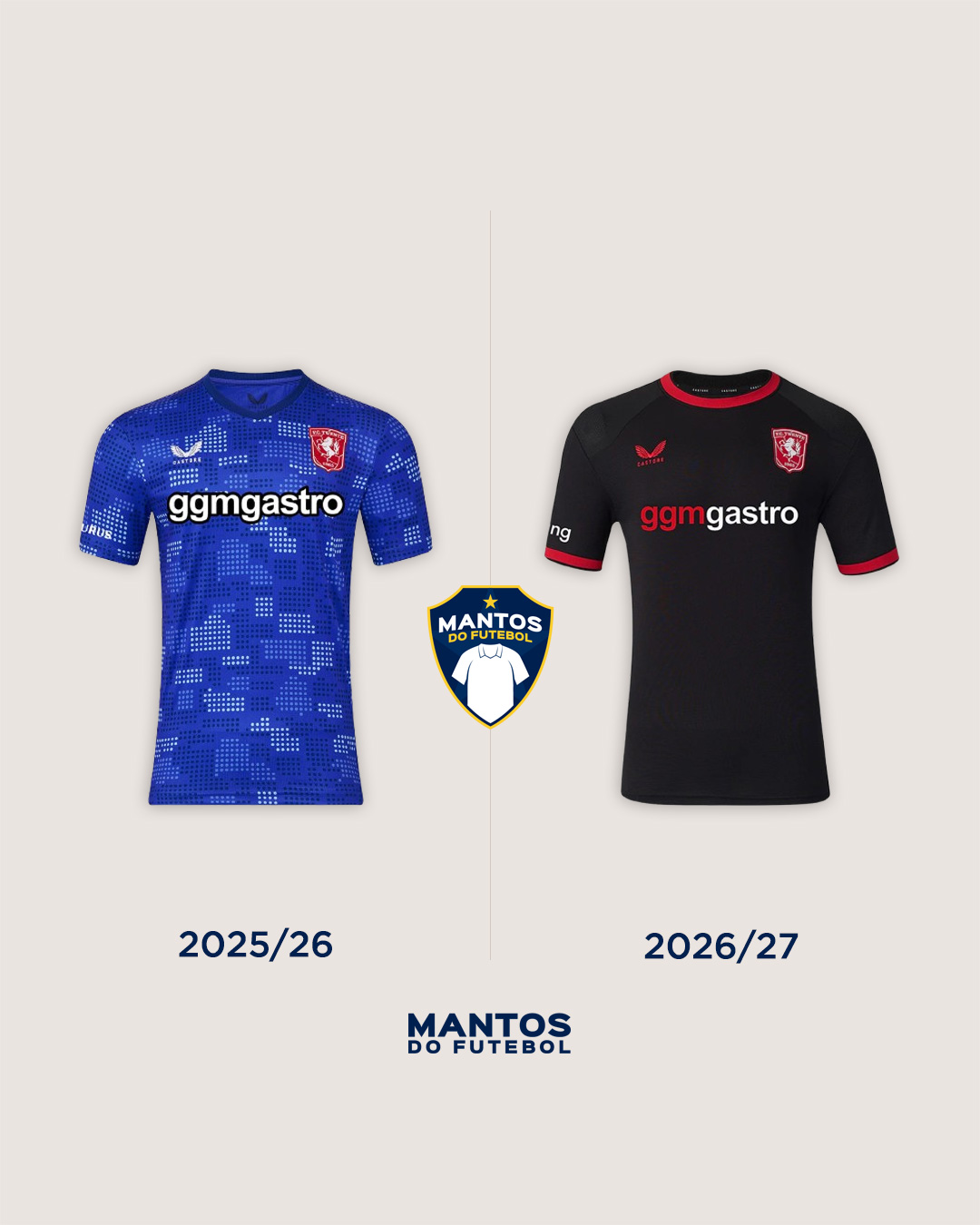 Camisa reserva twente 2026-2027 castore Antes x Depois