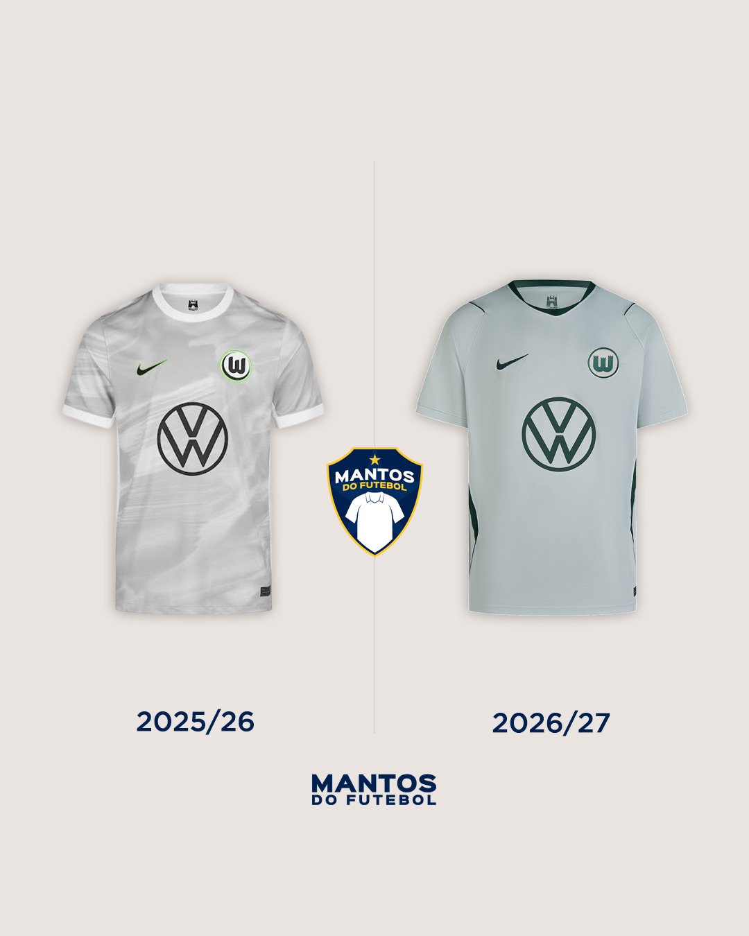 Camisas do Wolfsburg 2026-2027 Nike Antes x Depois