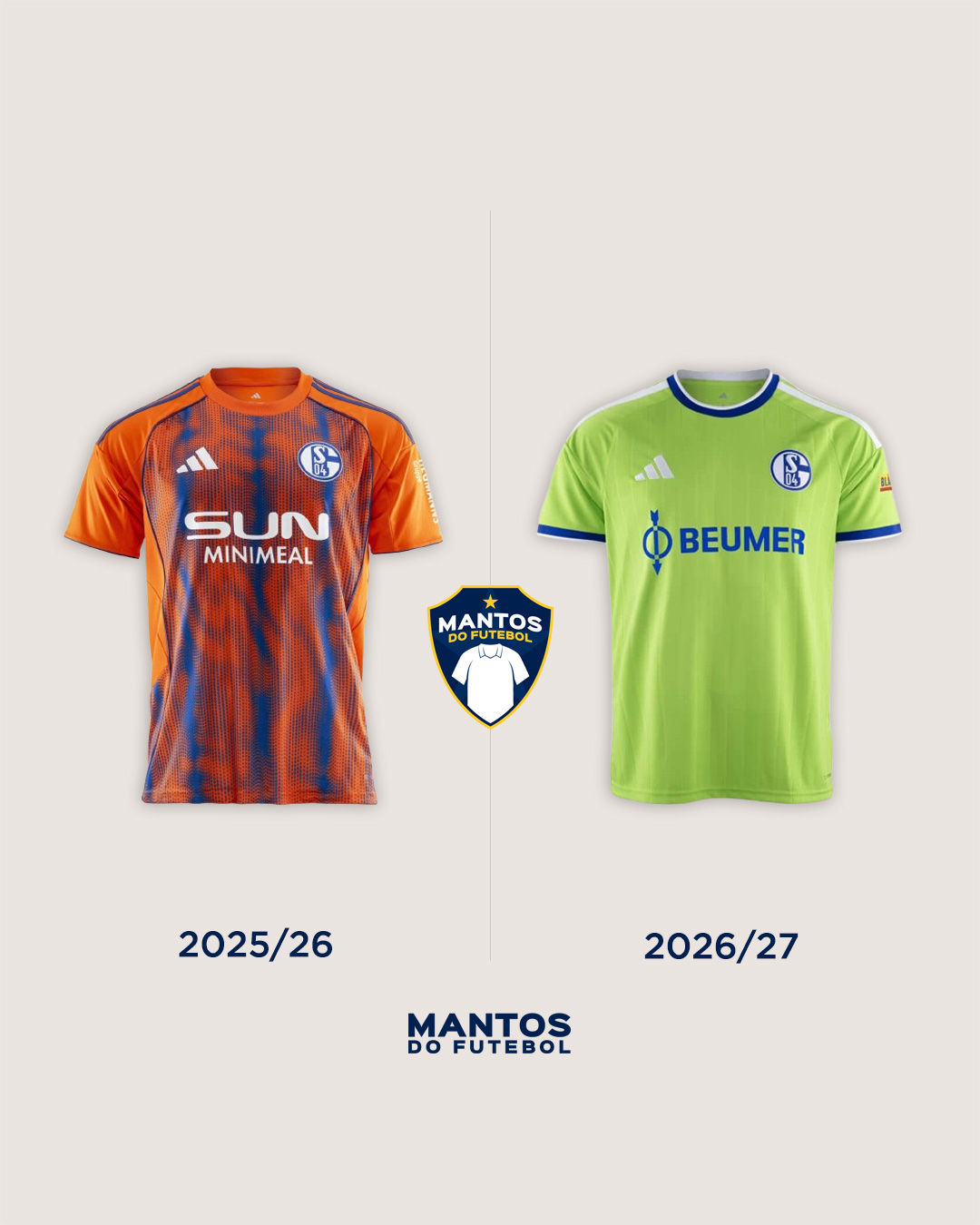 Terceira camisa do Schalke 04 2026-2027 adidas Antes x Depois