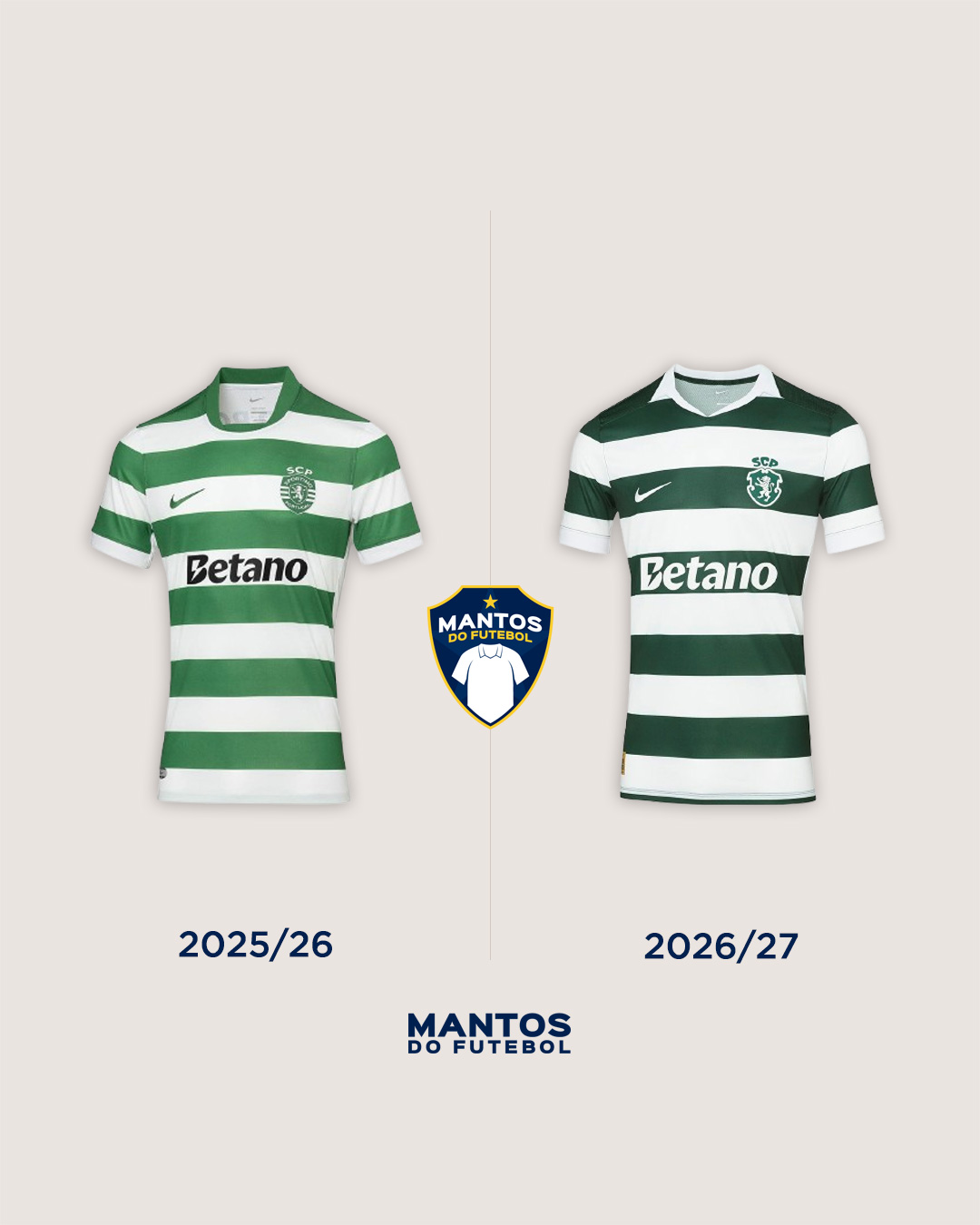 camisa titular sporting cp 2026-2027 nike Antes x Depois