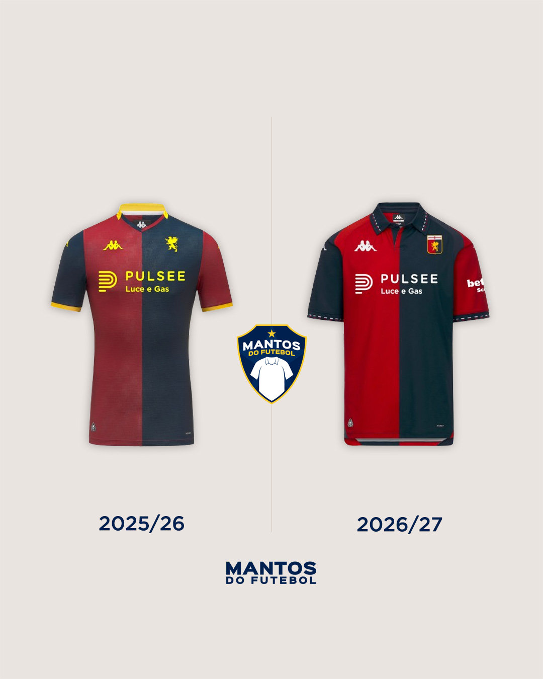 camisa titular genoa cfc 2026-2027 kappa Antes x Depois