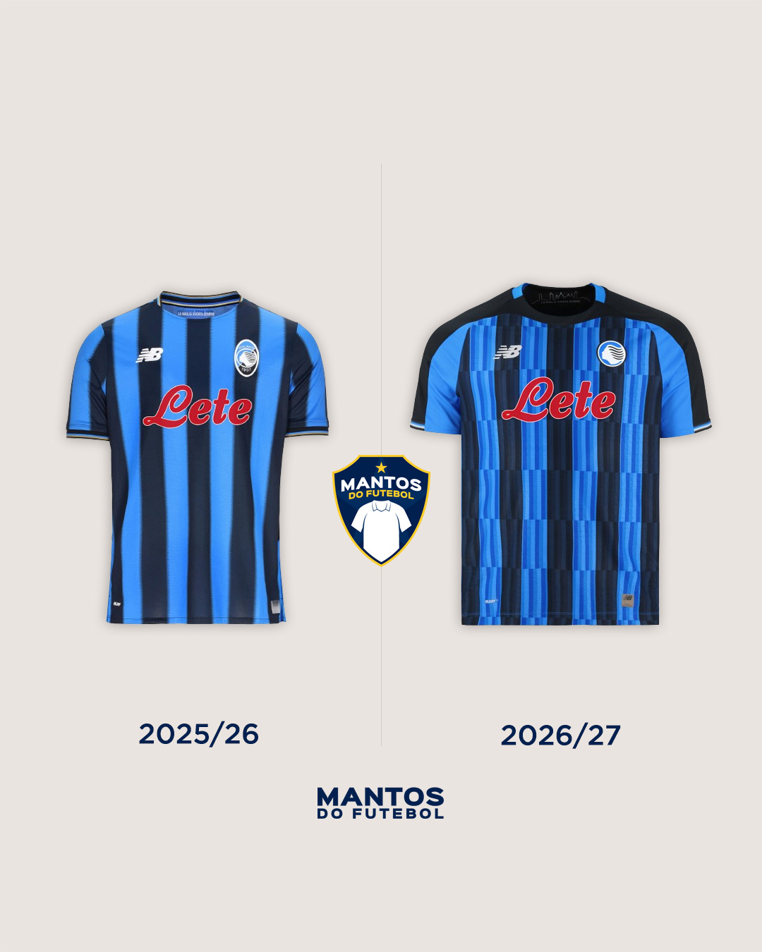 Camisa titular da Atalanta 2026-2027 New Balance - Antes x Depois