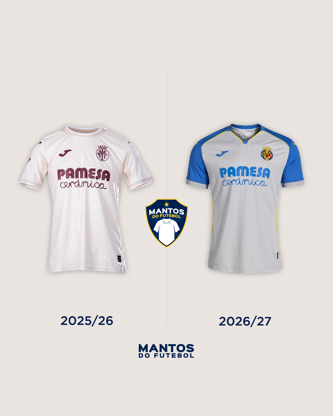 Camisa reserva villarreal 2026-2027 joma Antes x  Depois