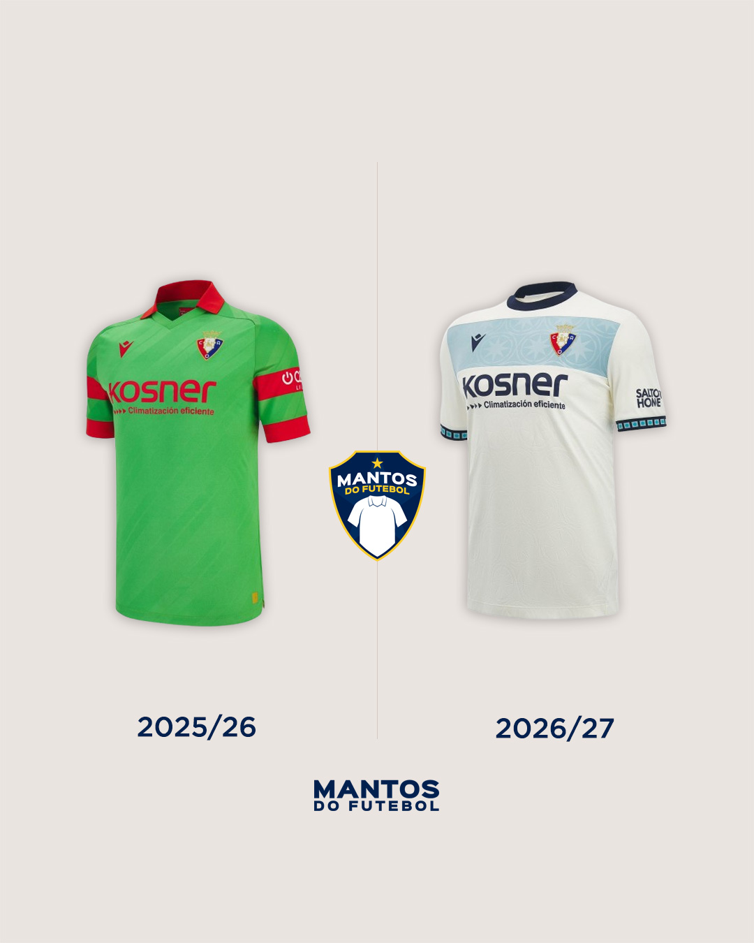 camisa reserva do osasuna 2026-2027 macron Antes x Depois