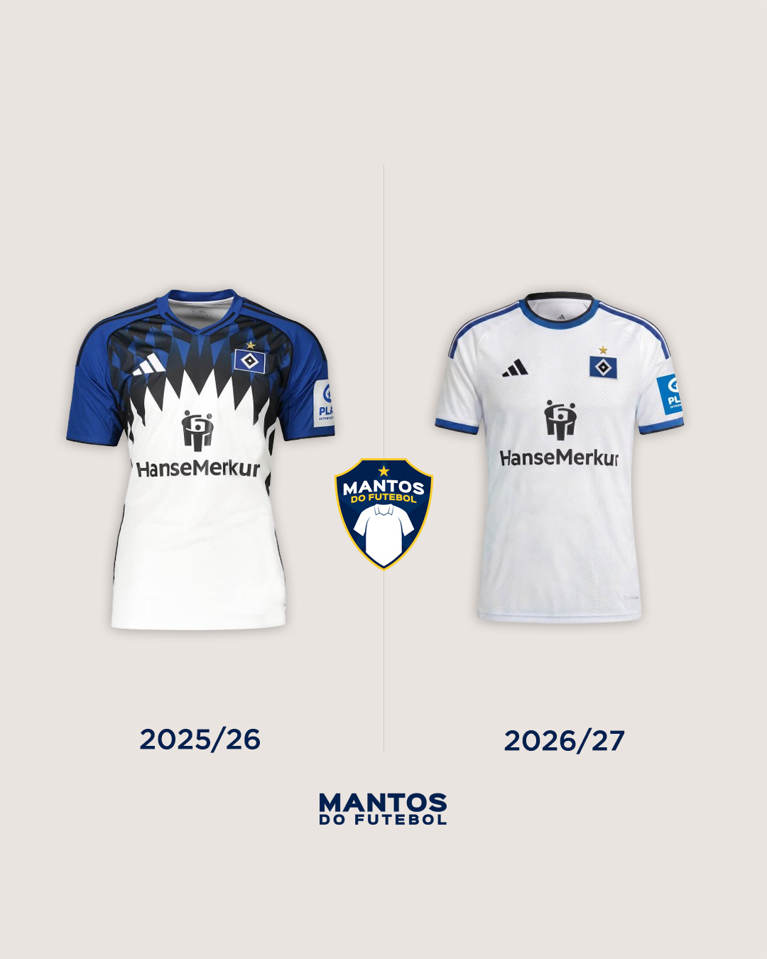 Camisa titular do Hamburgo SV 2026-2027 adidas - Antes x Depois