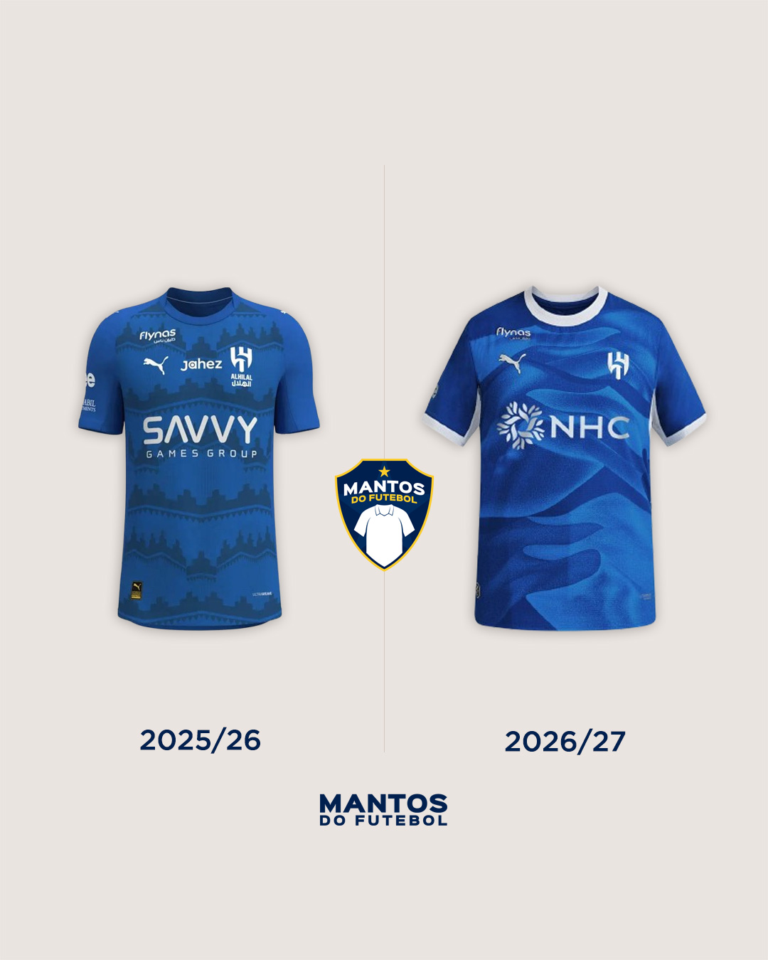 Camisa titular do Al Hilal 2026-2027 PUMA Antes x Depois