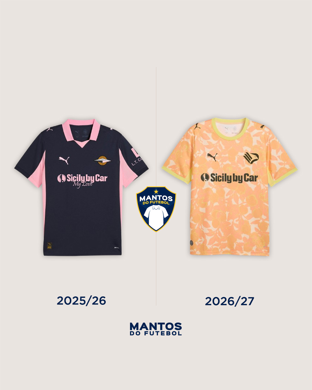 Camisa reserva palermo 2026-2027 PUMA Antes x Depois