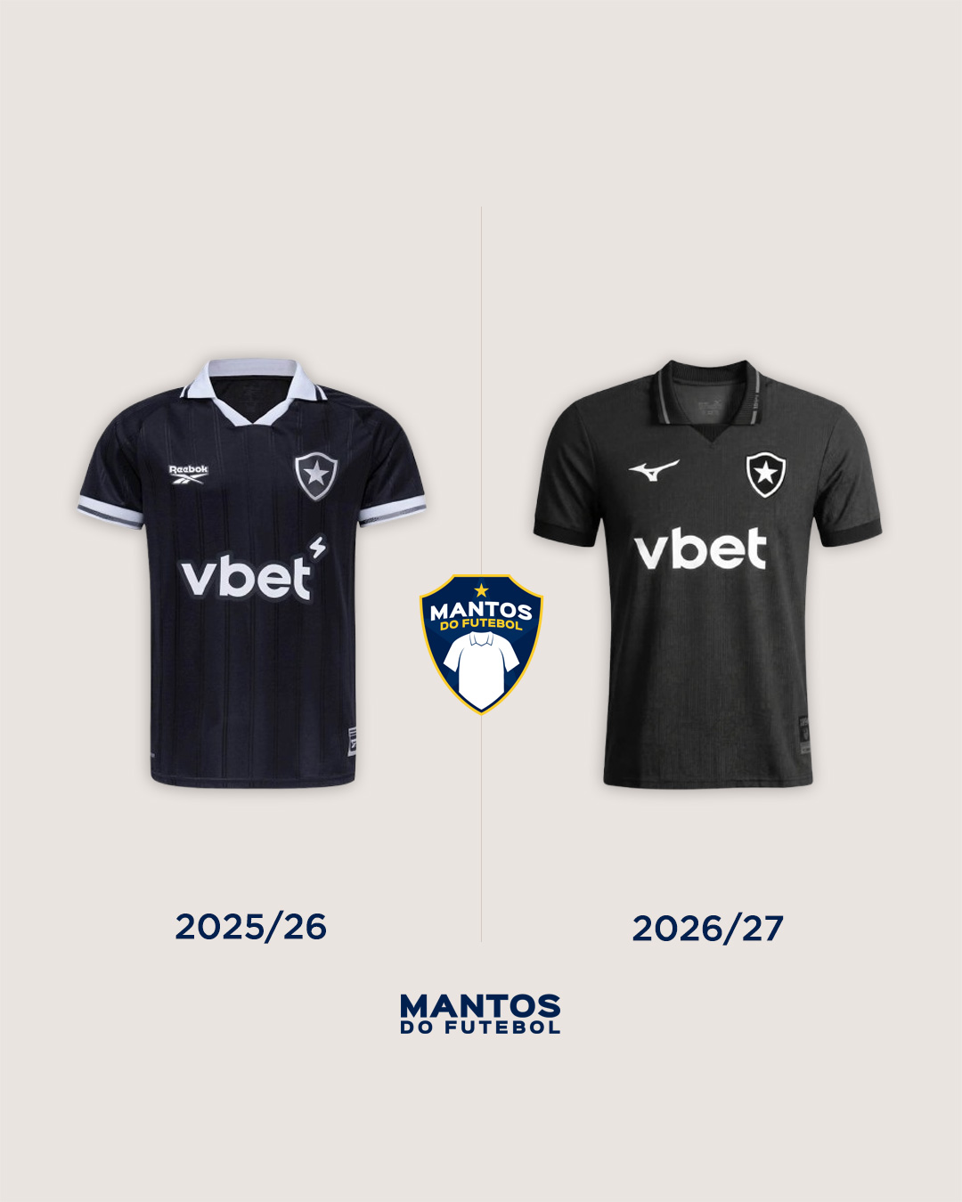 Camisa preta botafogo 2026-2027 mizuno Antes x Depois