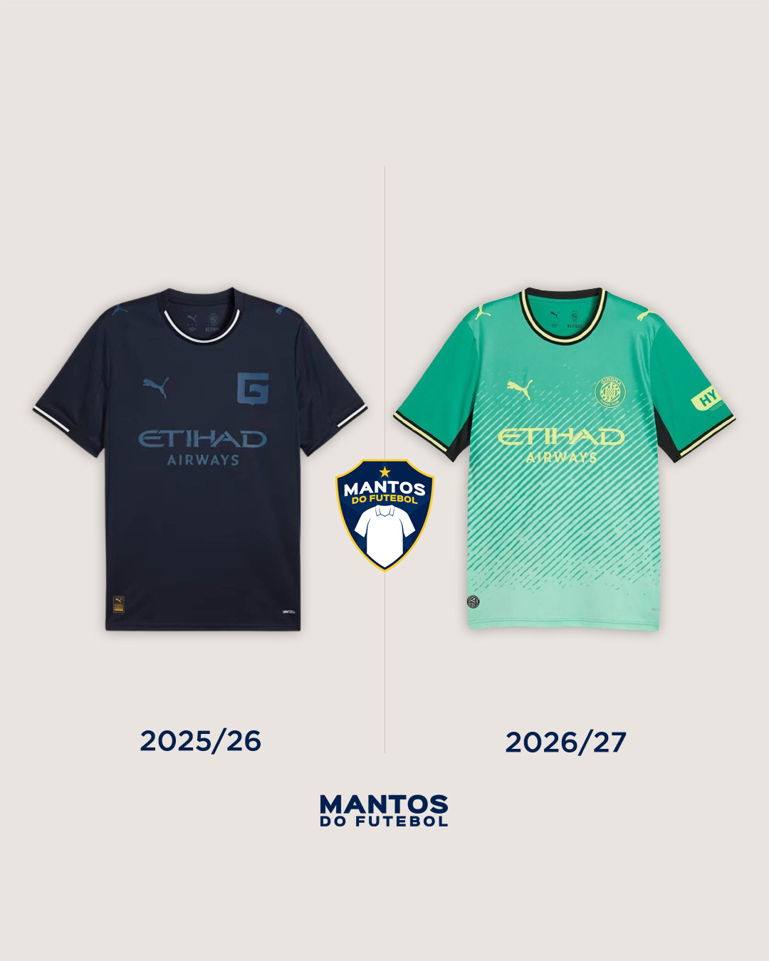 Terceira camisa do Girona FC 2026-2027 PUMA Antes x Depois