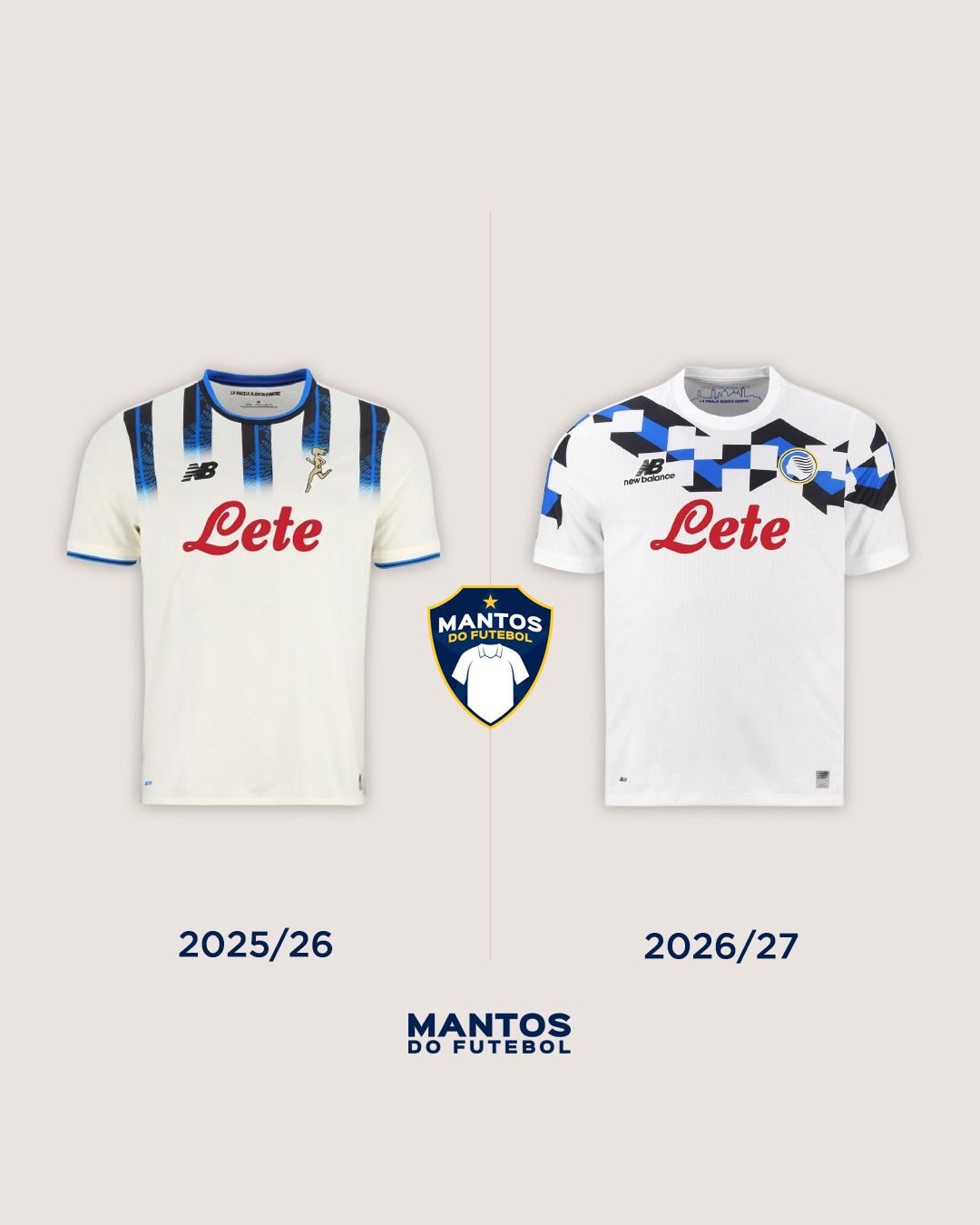 Camisa reserva da Atalanta 2026-2027 New Balance - Antes x Depois