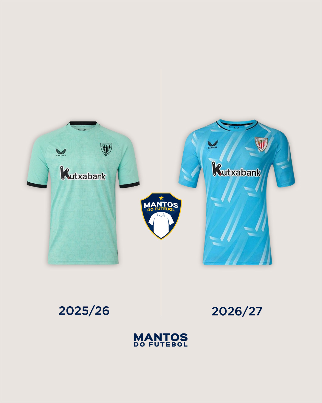 Terceira camisa do Athletic Bilbao 2026-2027 Castore Antes x Depois