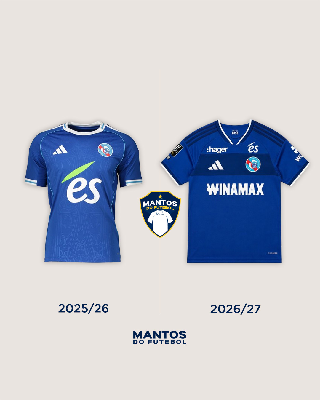 Camisa titular rc strasbourg 2026-2027 adidas Antes x Depois