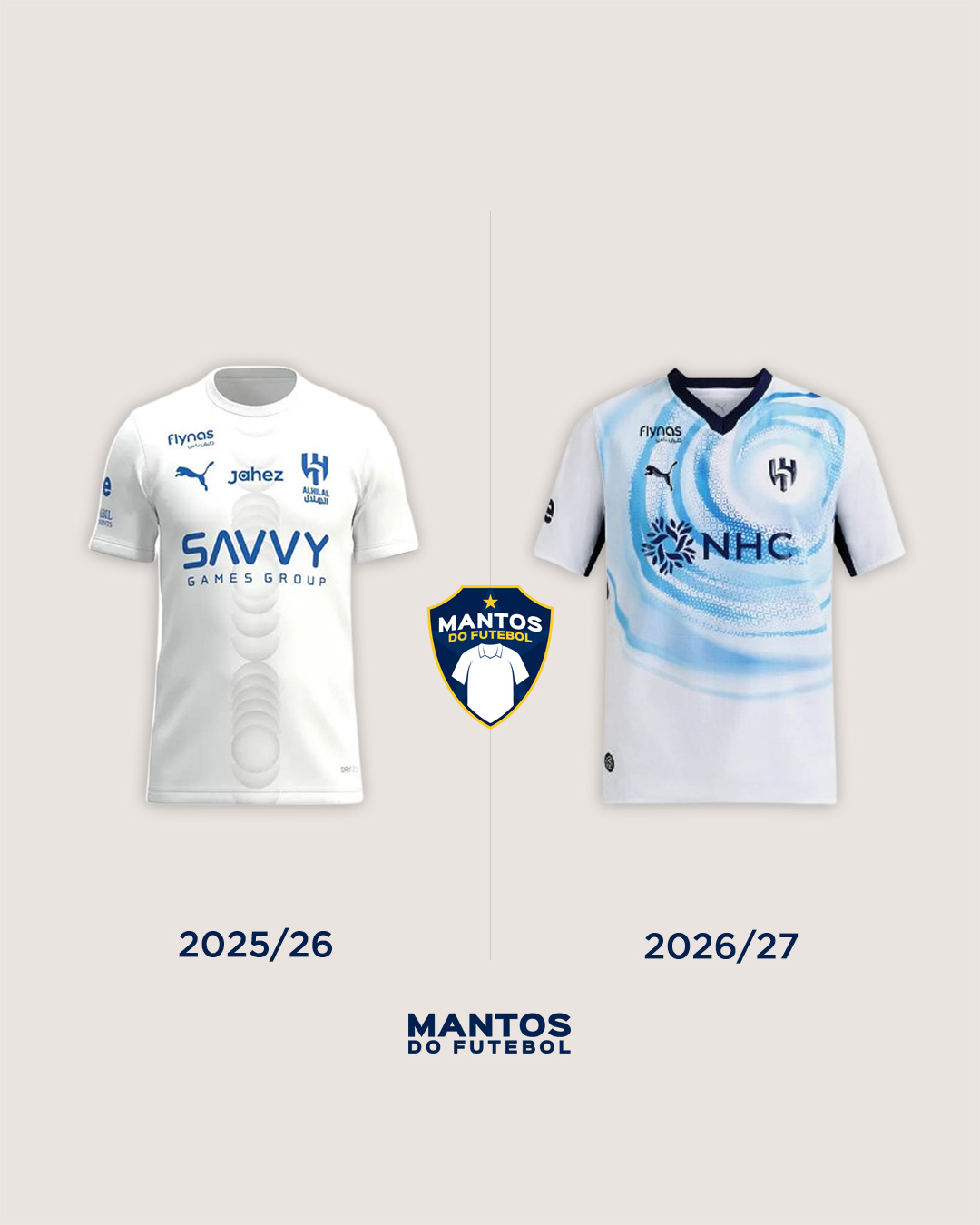 Camisa reserva do Al-Hilal 2026-2027 PUMA Antes x Depois