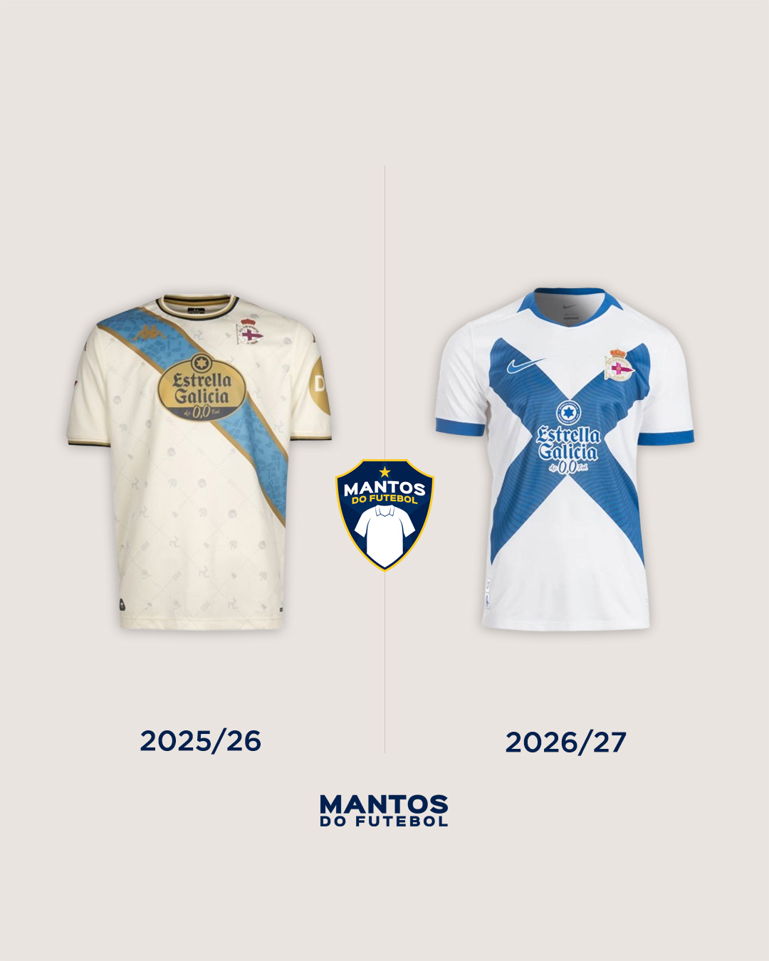 Terceira camisa do Deportivo A Coruña 2026-2027 Nike Antes x Depois