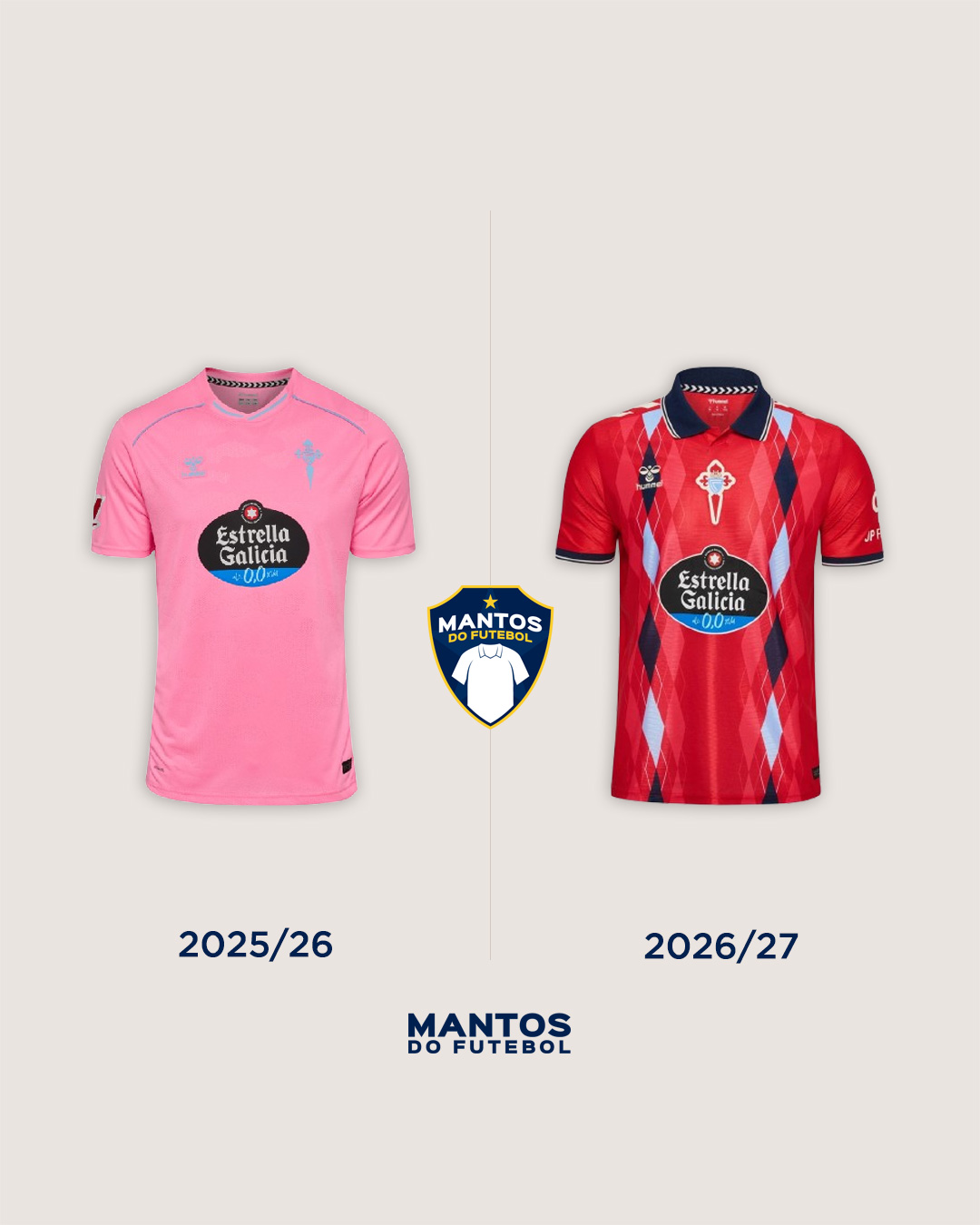 Terceira camisa do RC Celta 2026-2027 Hummel Antes x Depois