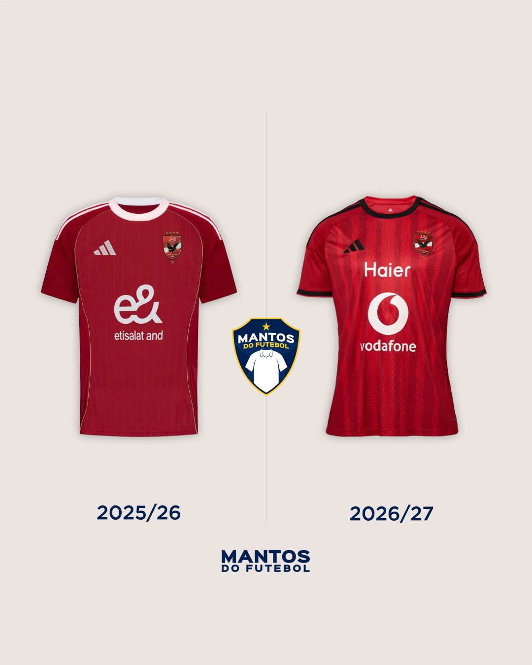 Camisa titular do Al Ahly 2026-2027 adidas Antes x Depois