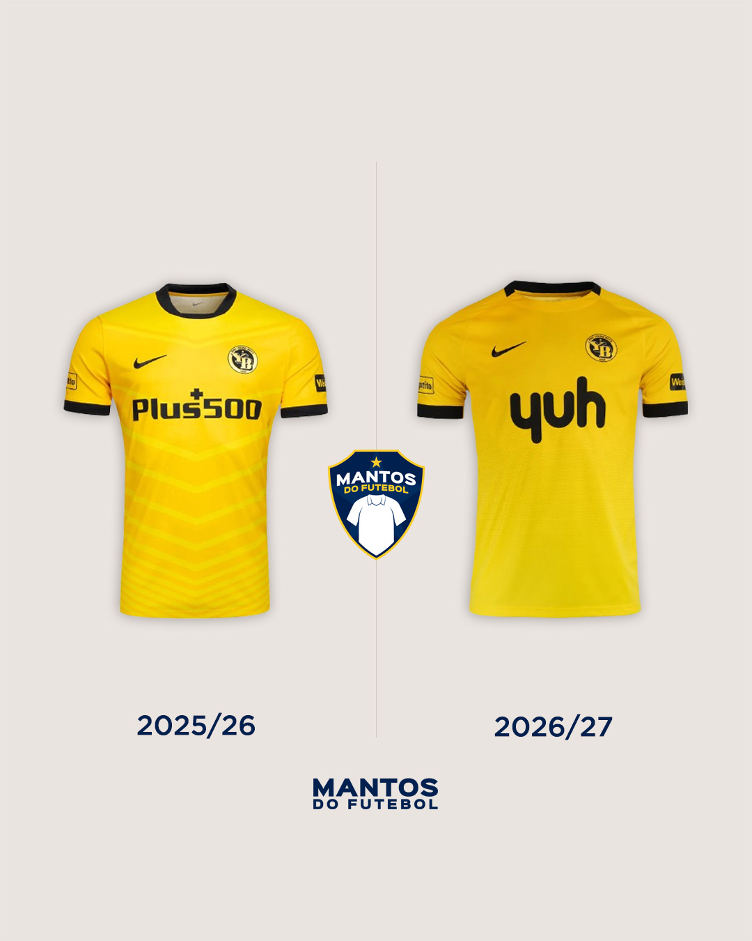 Camisa titular do Young Boys 2026-2027 Nike Antes x Depois