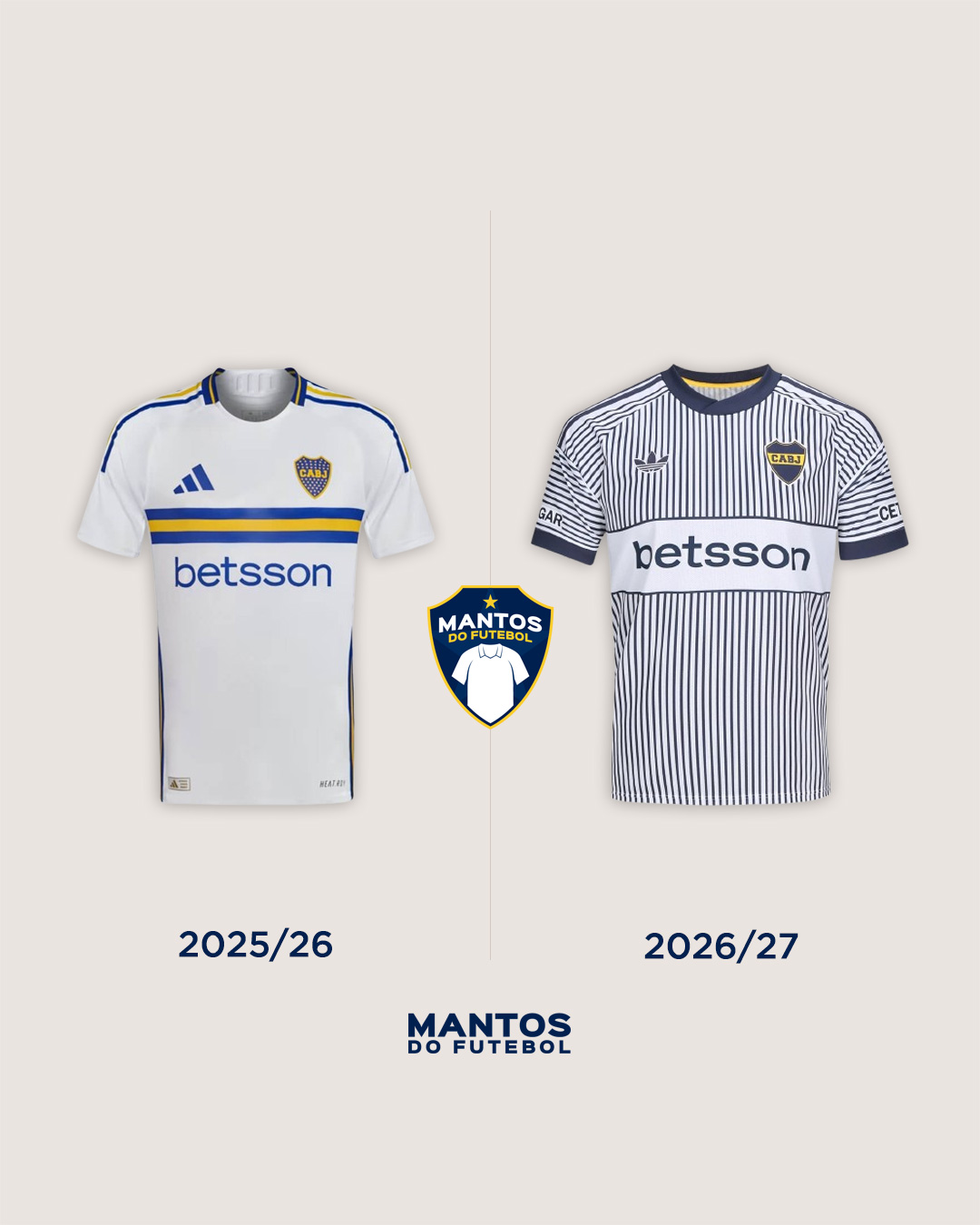 Camisa reserva do Boca Juniors 2026-2027 adidas Antes x Depois