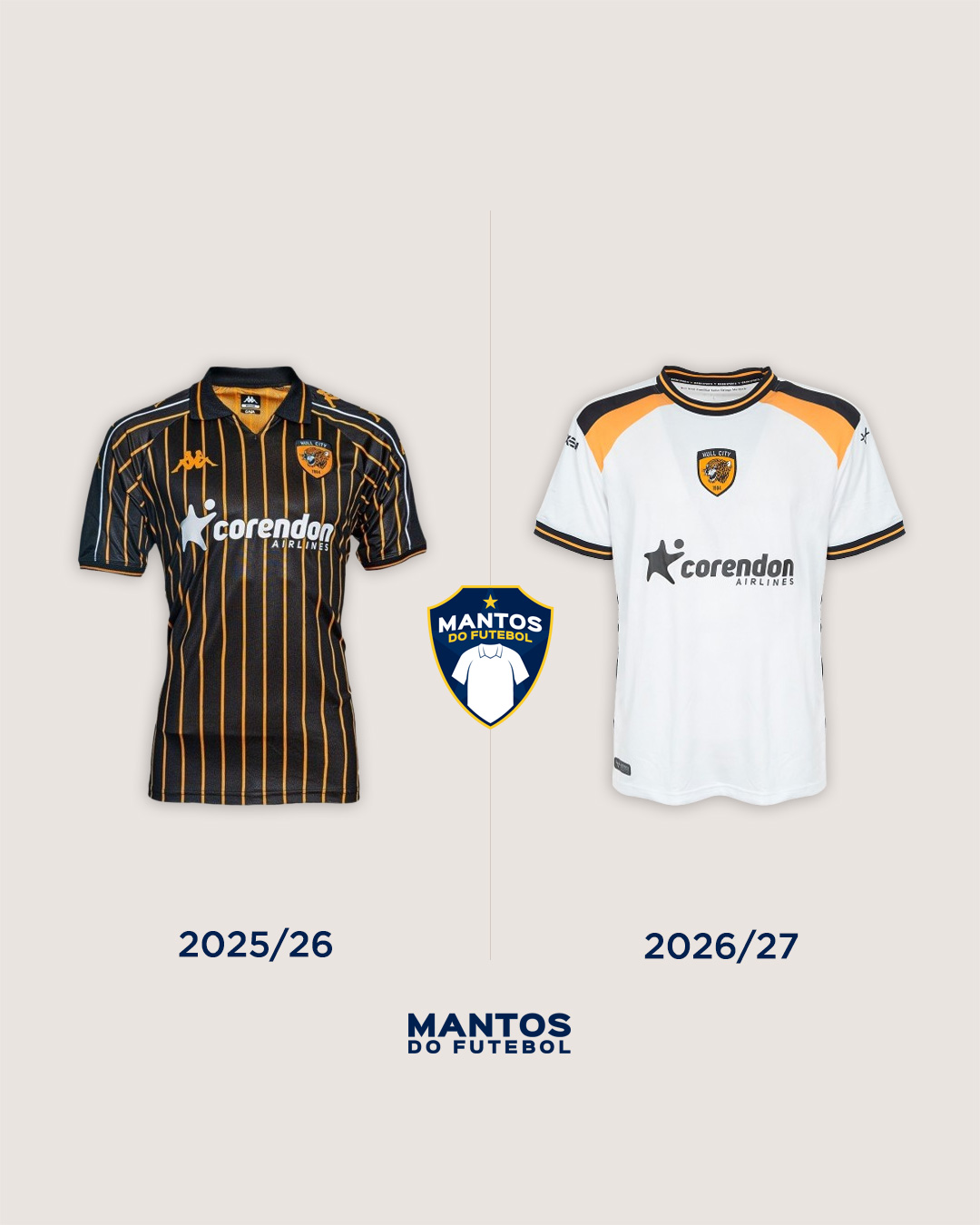 Camisa reserva do Hull City 2026-2027 Oxen Antes x Depois