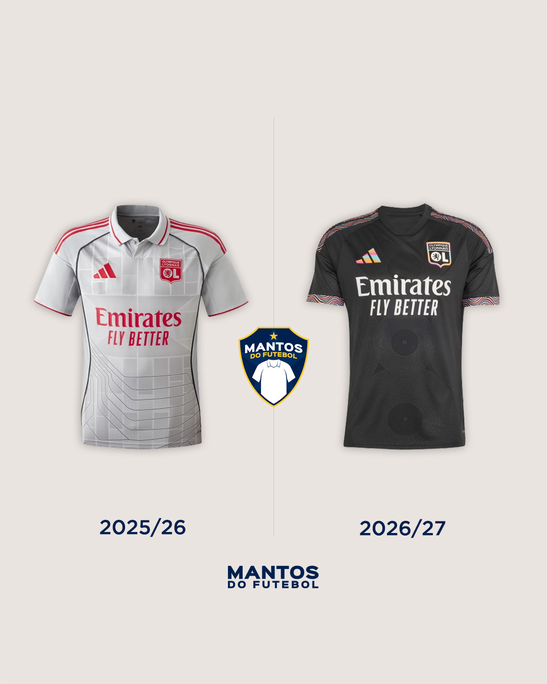 Terceira camisa do Olympique Lyon 2026-2027 adidas Antes x Depois