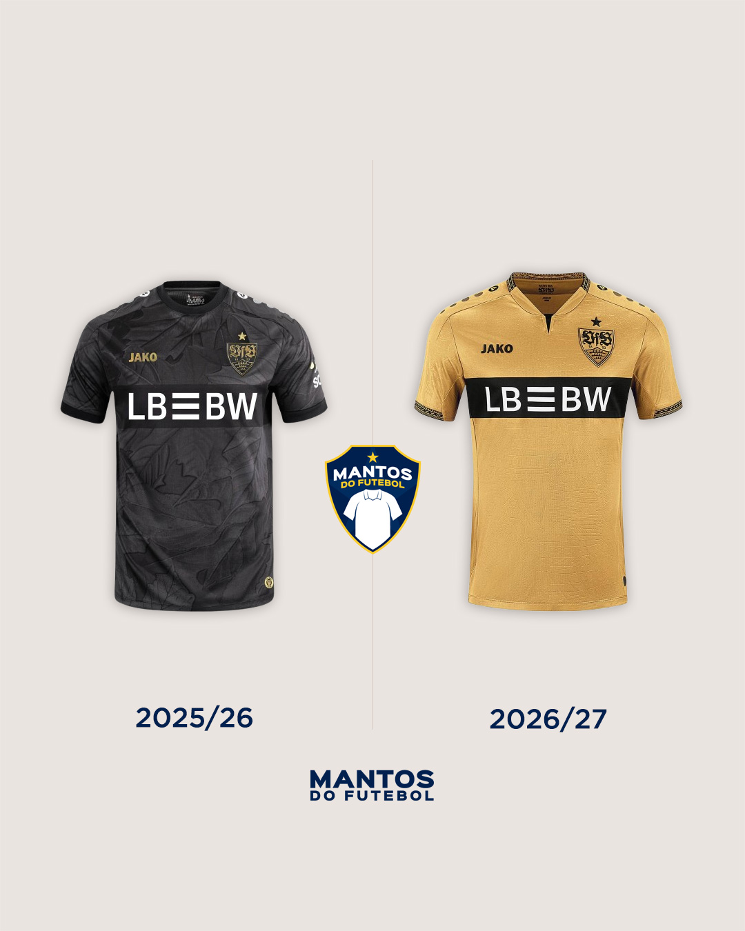 Terceira camisa do Stuttgart 2026-2027 JAKO Antes x Depois
